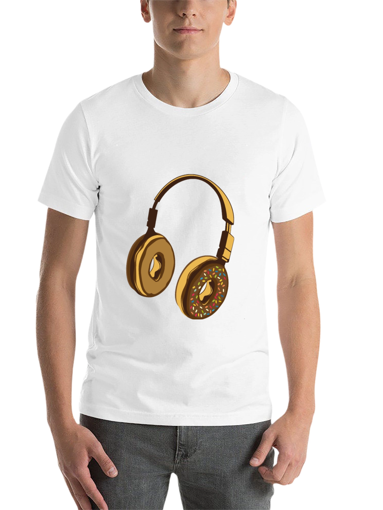 Black Donut Headphones Graphic Tee - Music Lover's Shirt view 14
