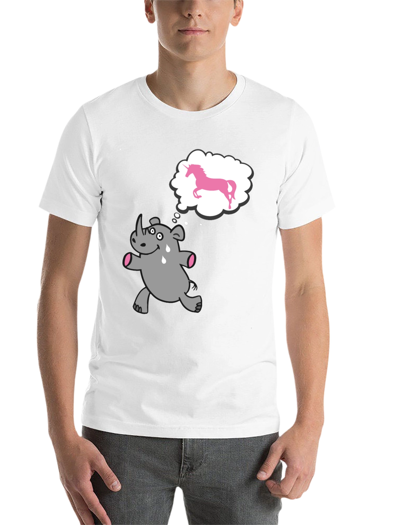 Black Funny Rhino Unicorn Dream Black T-Shirt view 14