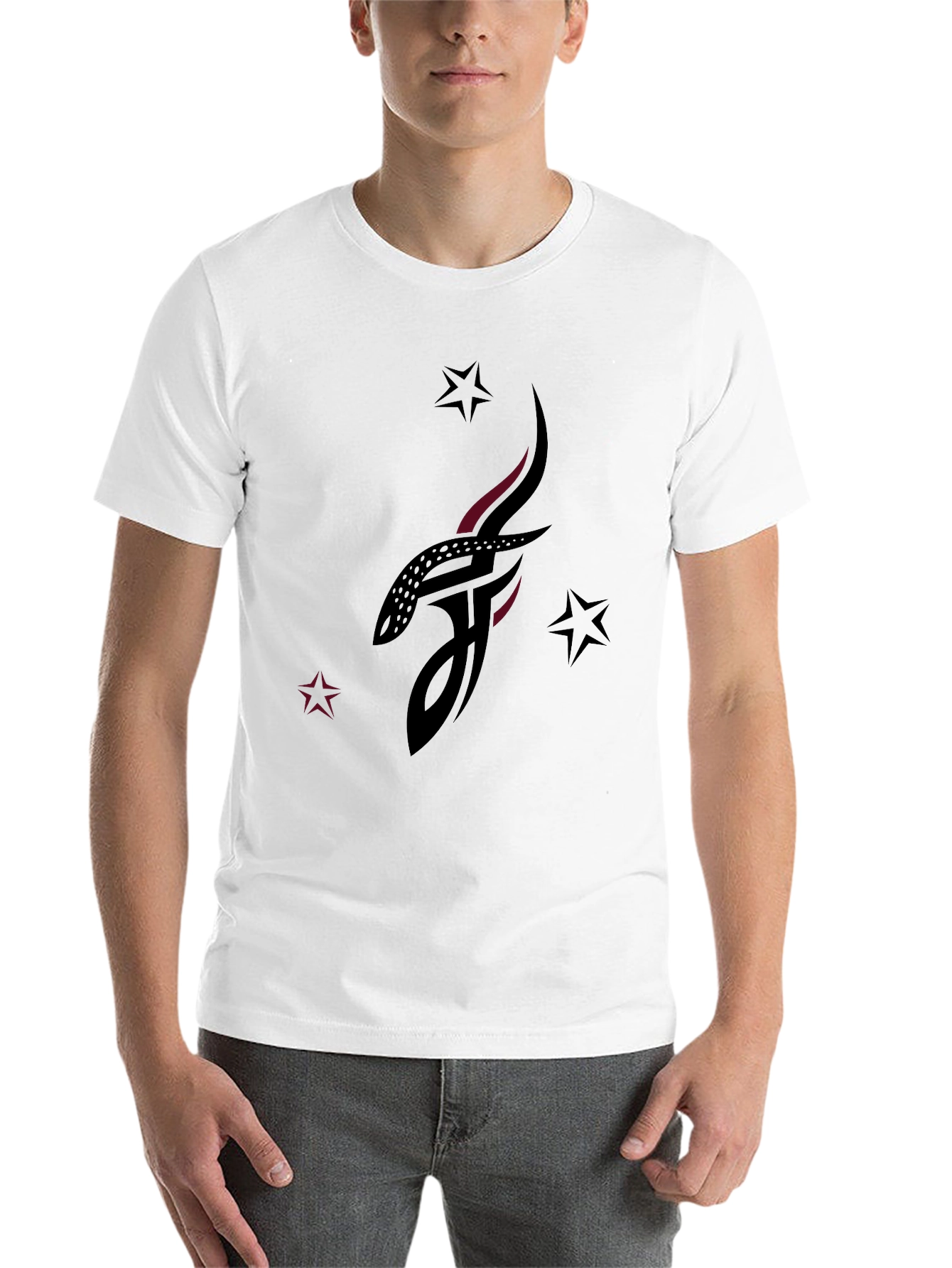 Black Stylish Black Graphic Tee with Abstract Tattoo Design view 14