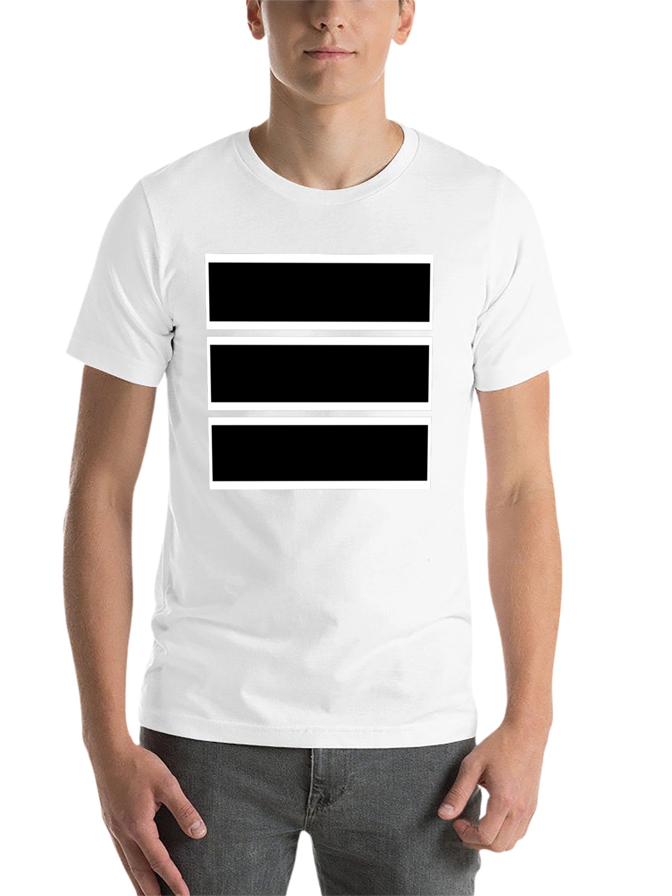 Black Black Tee with Bold Rectangular Design view 14