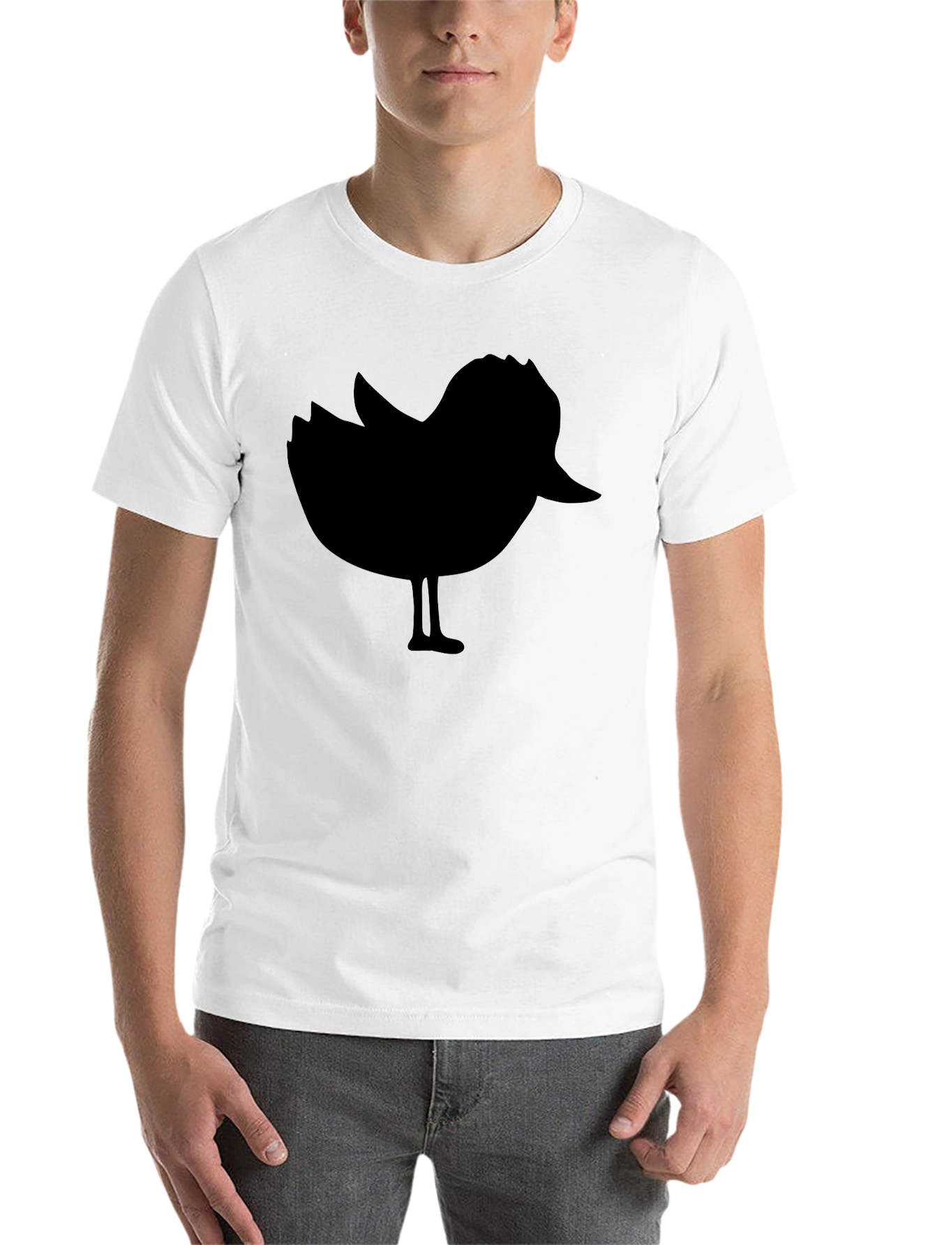 Black Black T-Shirt with Silhouette Bird Design view 14