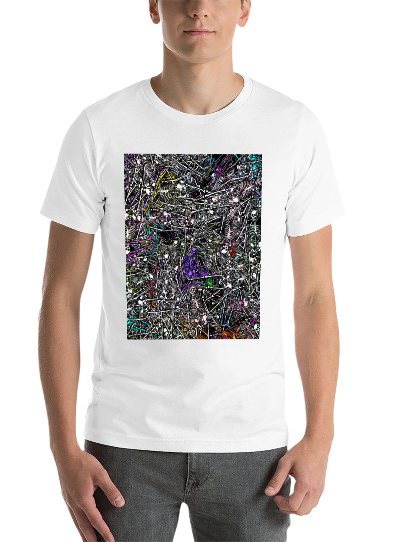 Black Skeleton Pile Graphic Tee - Black view 14