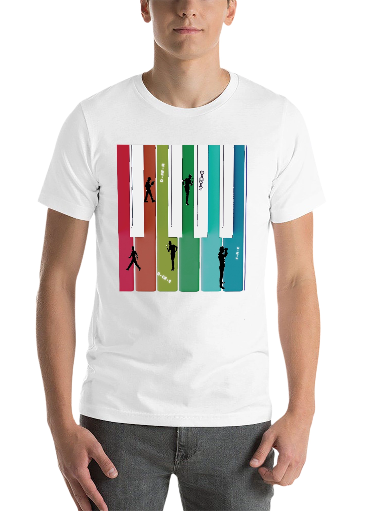 Black Music Note Piano Keys Runner T-Shirt view 14