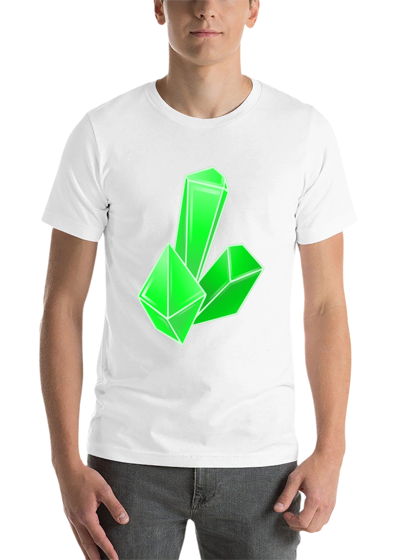 Black Geometric Green Crystal Graphic Tee - Modern Style view 14