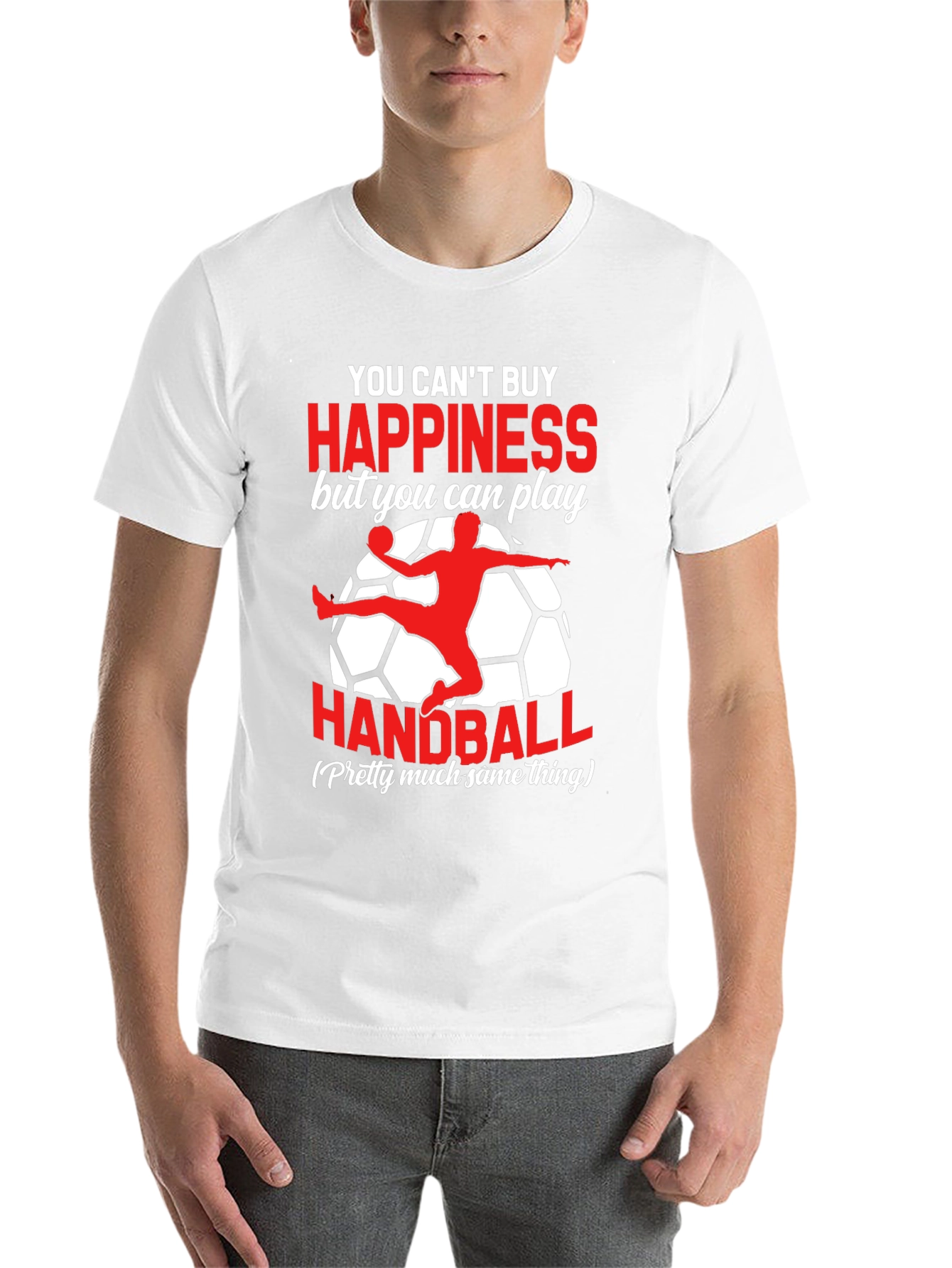 Black Funny Handball T-Shirt - Can't Buy Happiness view 14