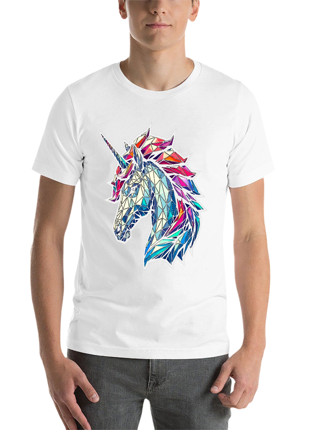Black Geometric Unicorn Graphic Tee - Black view 14