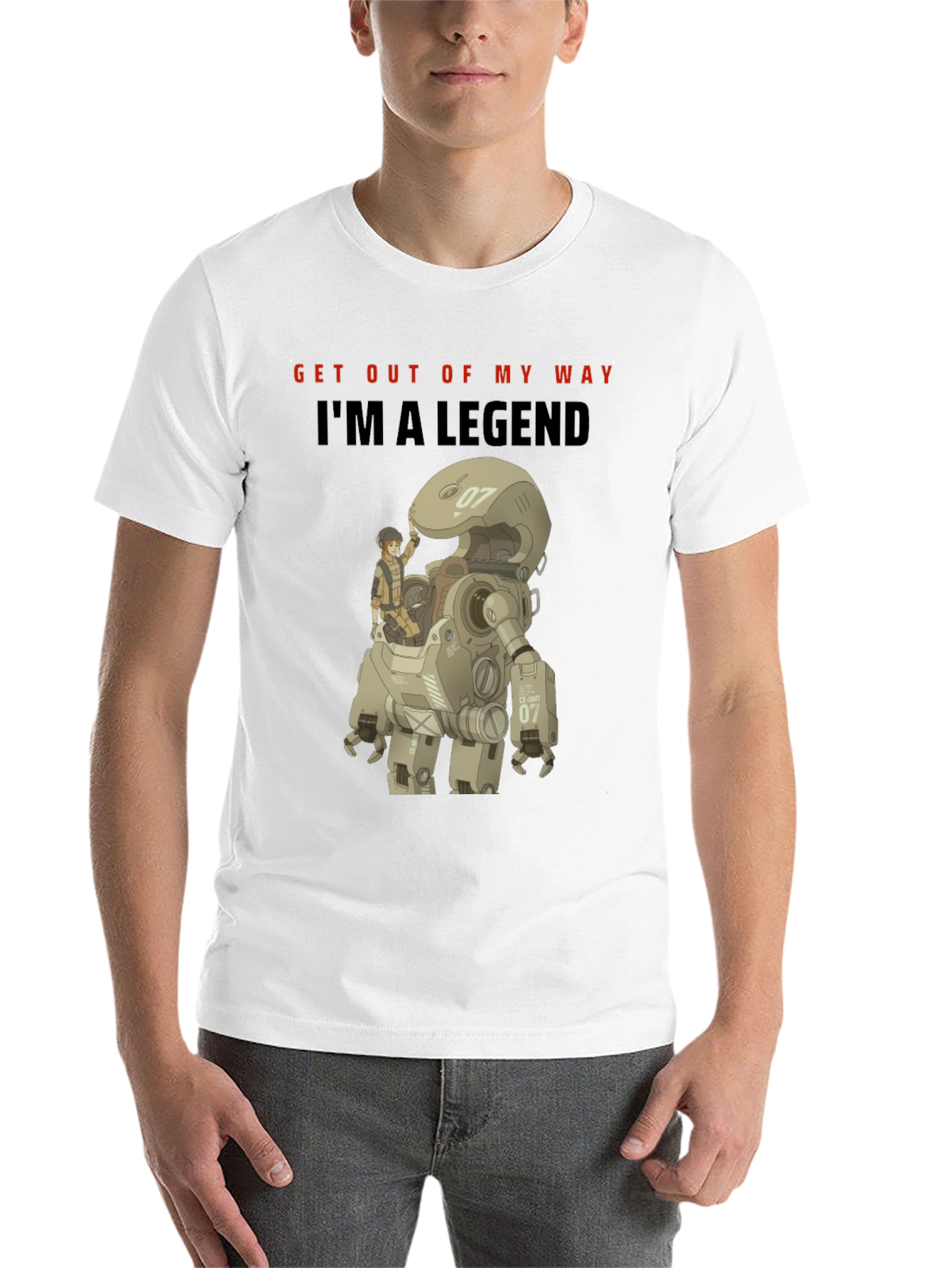 Black I'm A Legend Robot T-Shirt - Unique Graphic Tee view 14