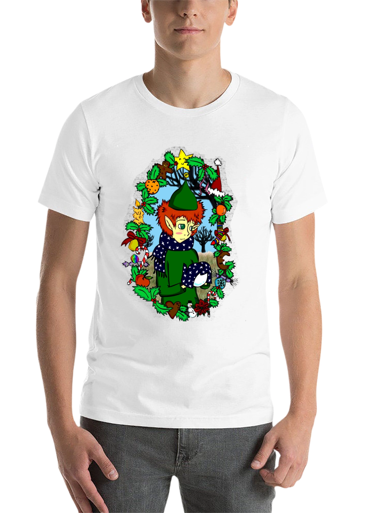 Black Festive Elf Christmas T-Shirt view 14