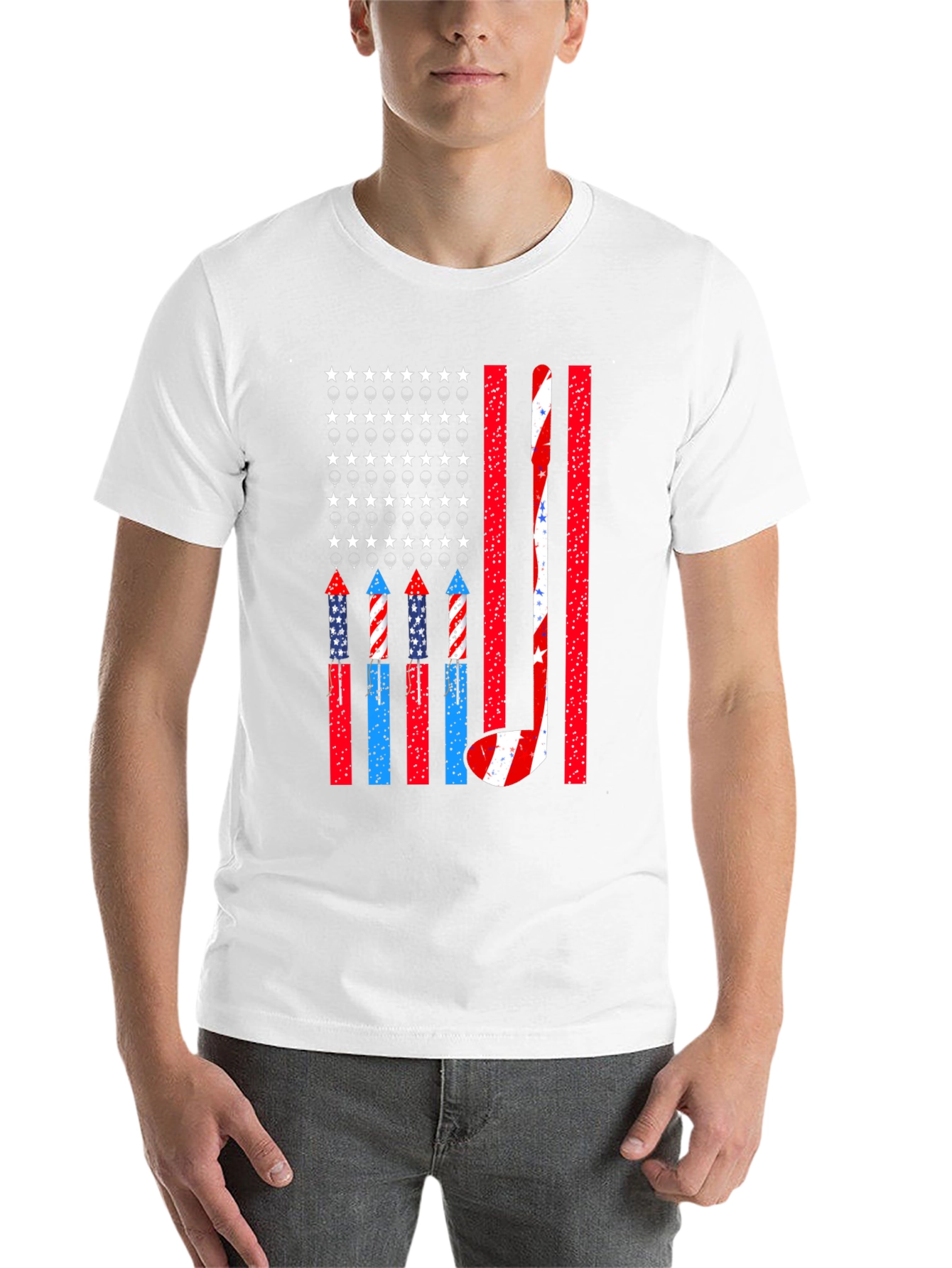 Black Patriotic Hockey USA Flag T-Shirt view 14