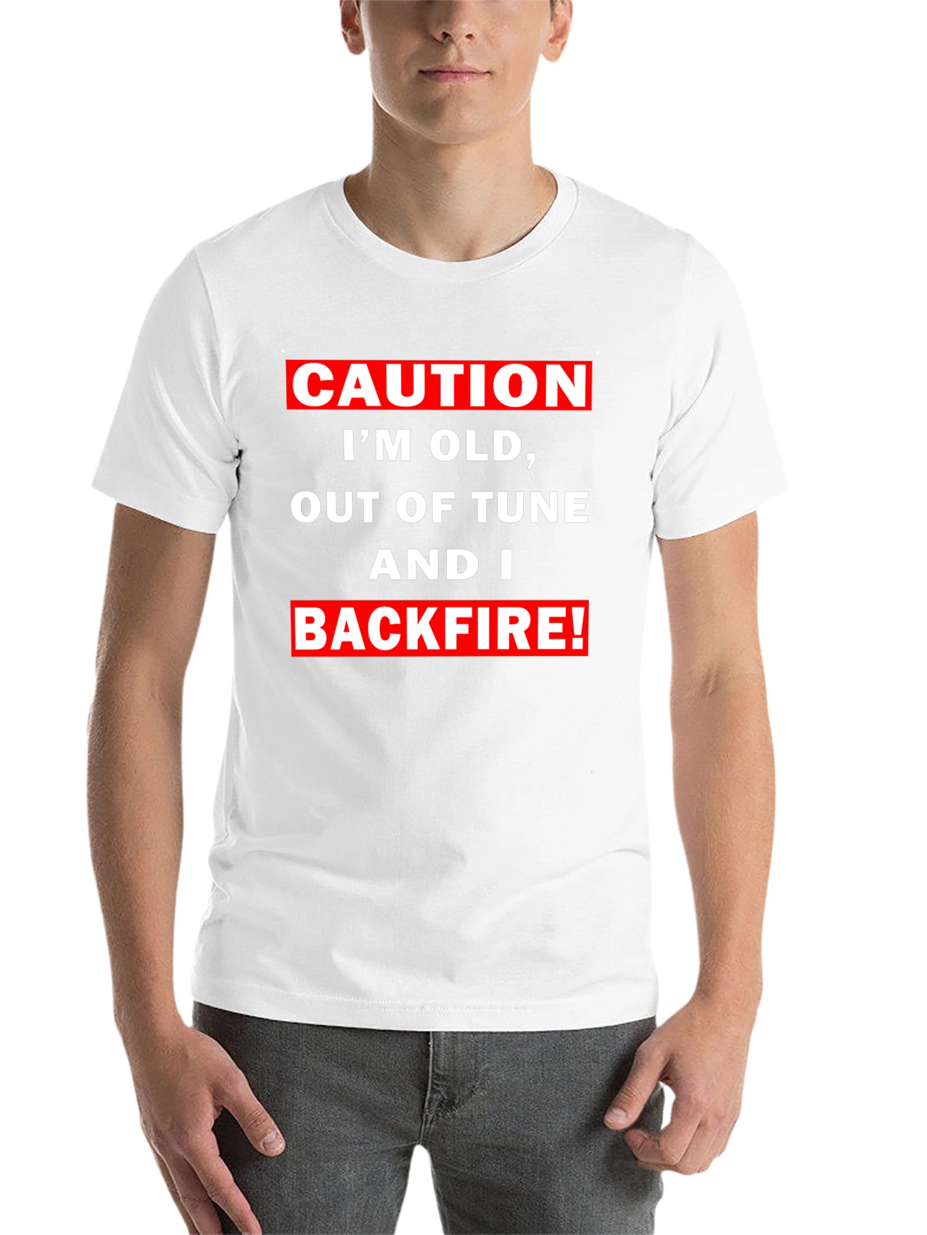 Black Caution I'm Old Funny Graphic T-Shirt view 14