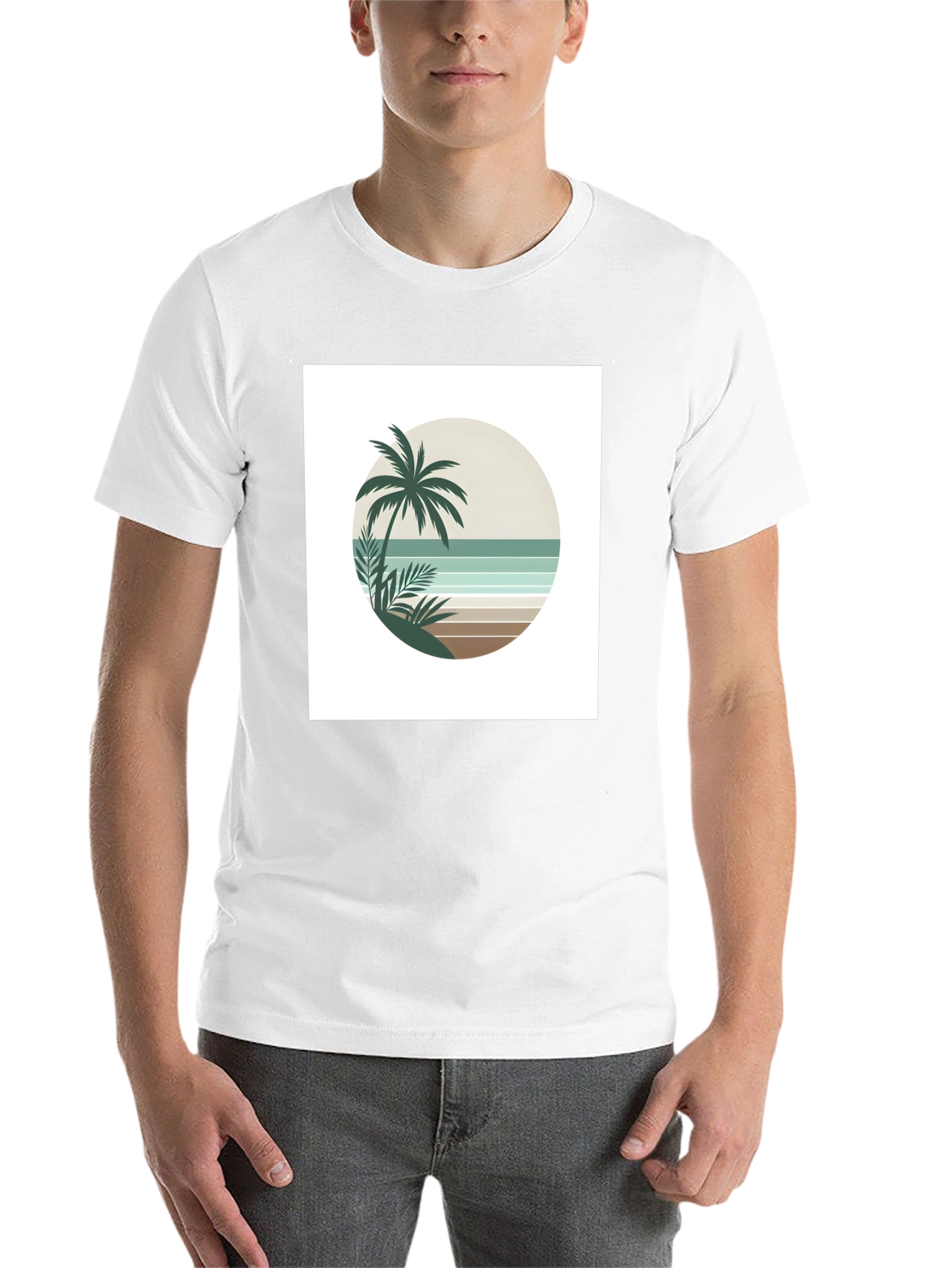Black Retro Palm Tree Beach T-Shirt view 14