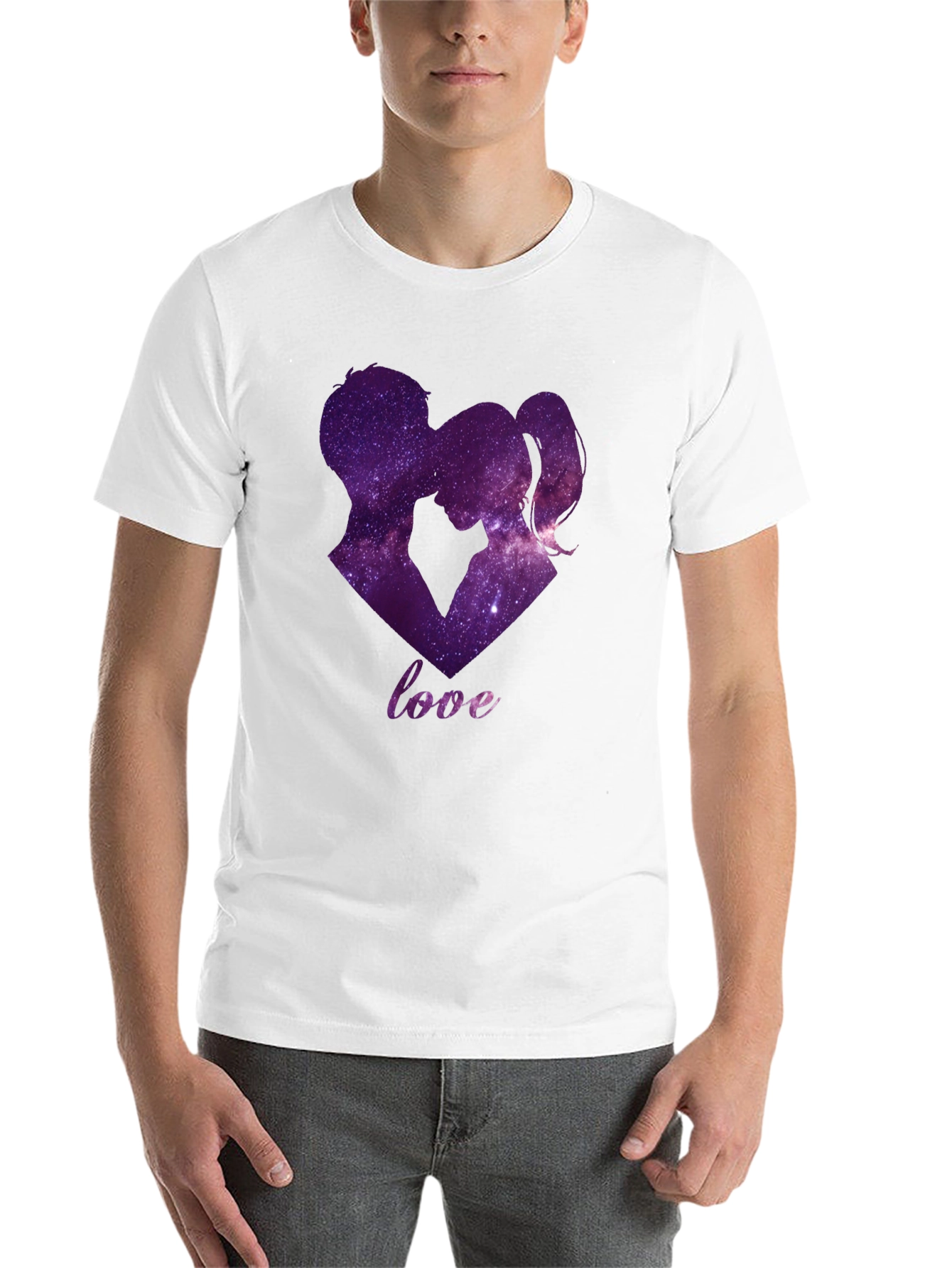Black Galaxy Love T-Shirt - Romantic Couple Design view 14