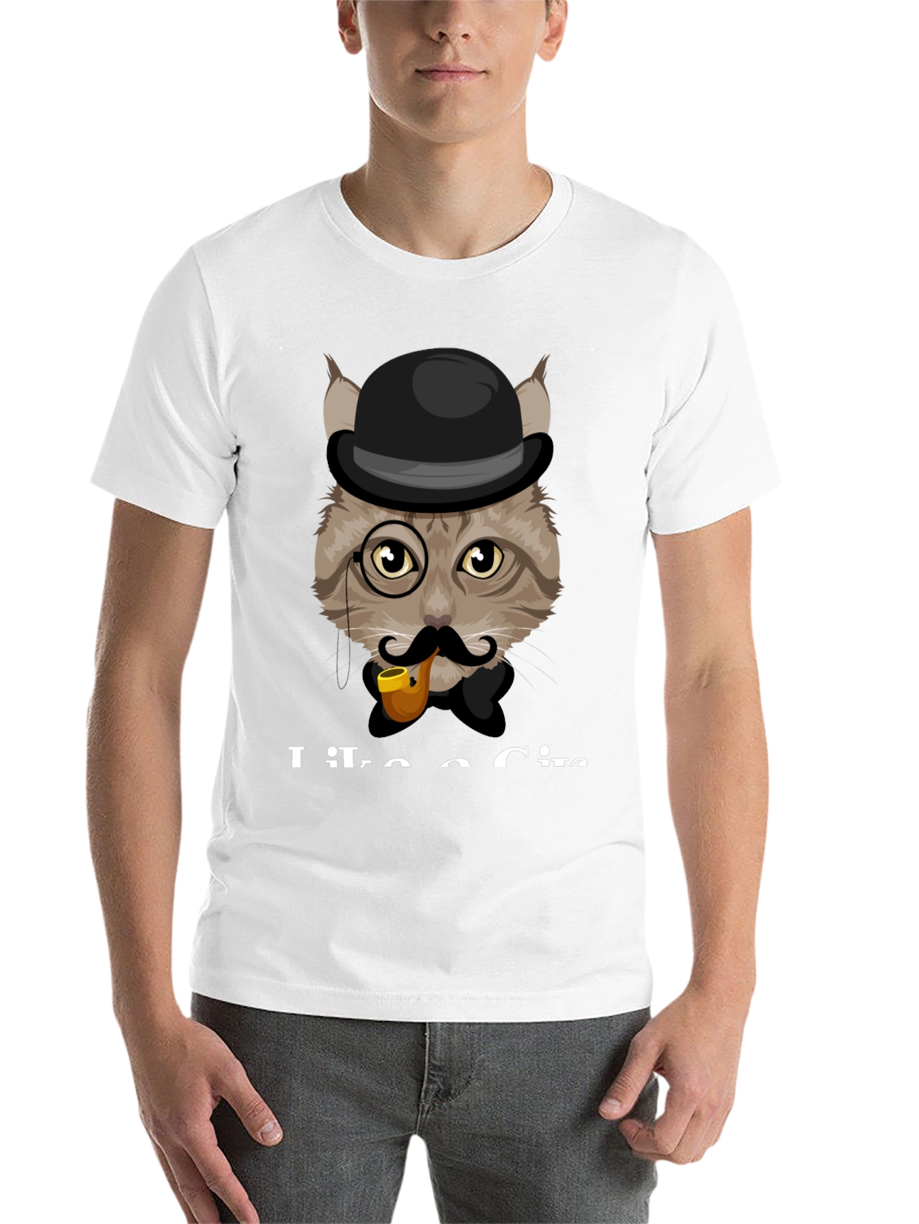 Black Cat Gentleman T-Shirt - Sophisticated Feline Design view 14