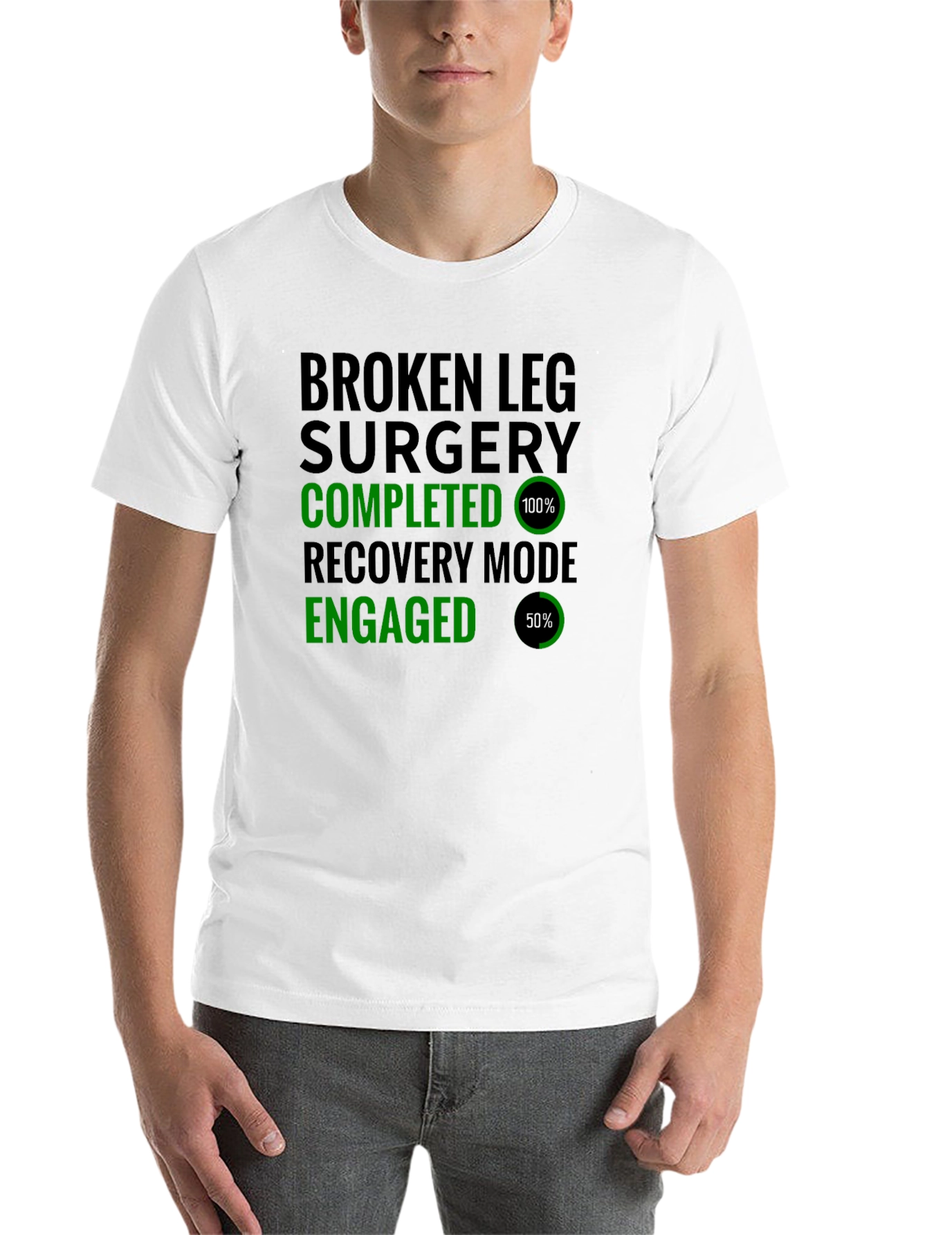 Black Broken Leg Surgery Recovery Mode T-Shirt view 14