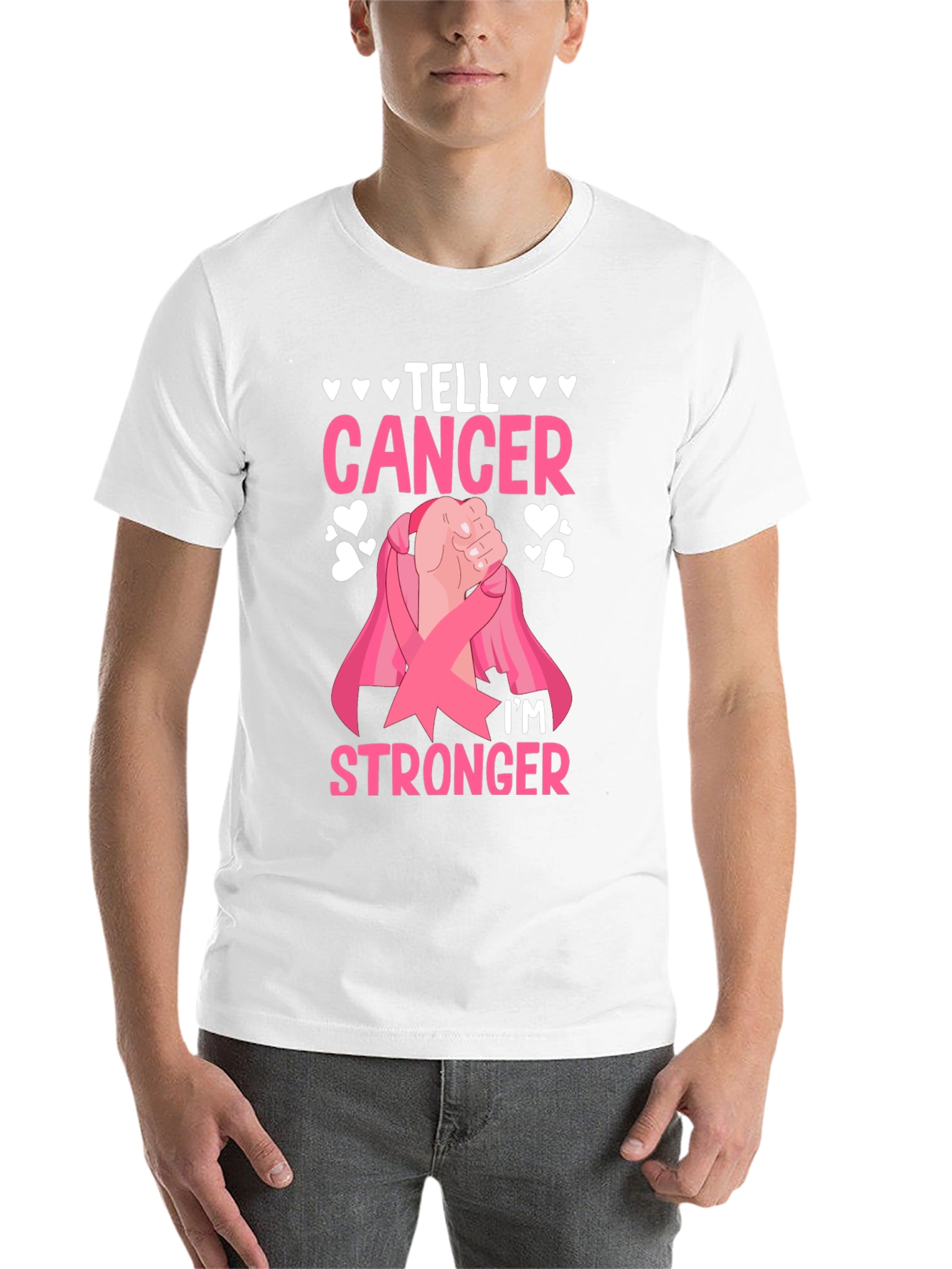 Black Tell Cancer I'm Stronger T-Shirt view 14