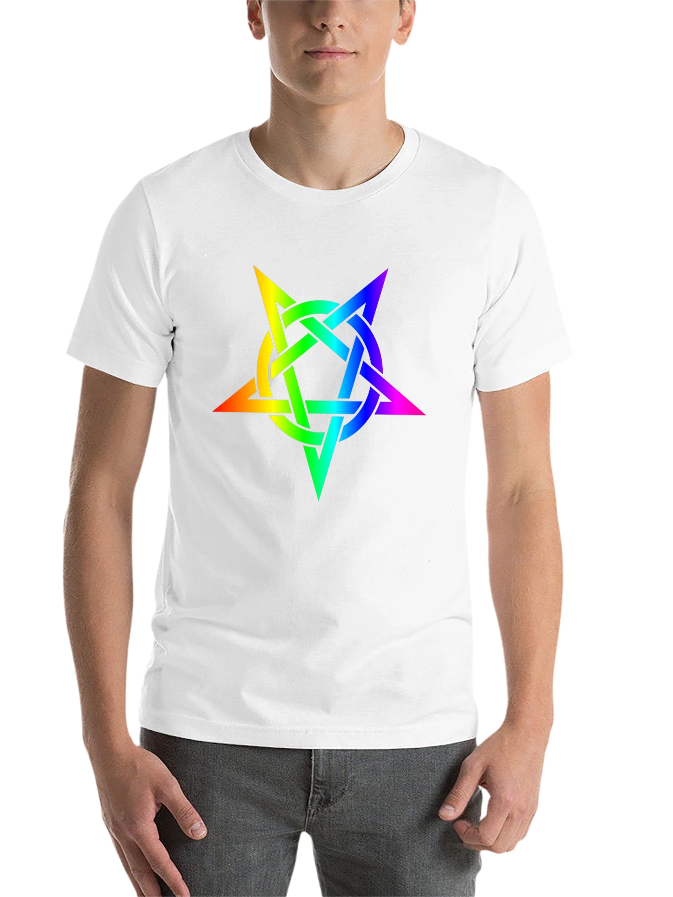Black Rainbow Pentagram Black T-Shirt view 14