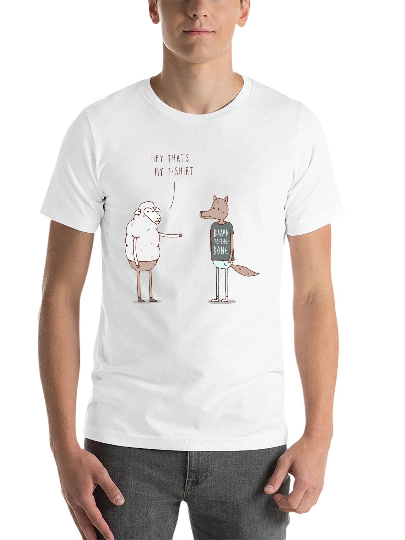 Black Funny Sheep & Wolf Graphic T-Shirt - Hey That's My T-Shirt! view 14