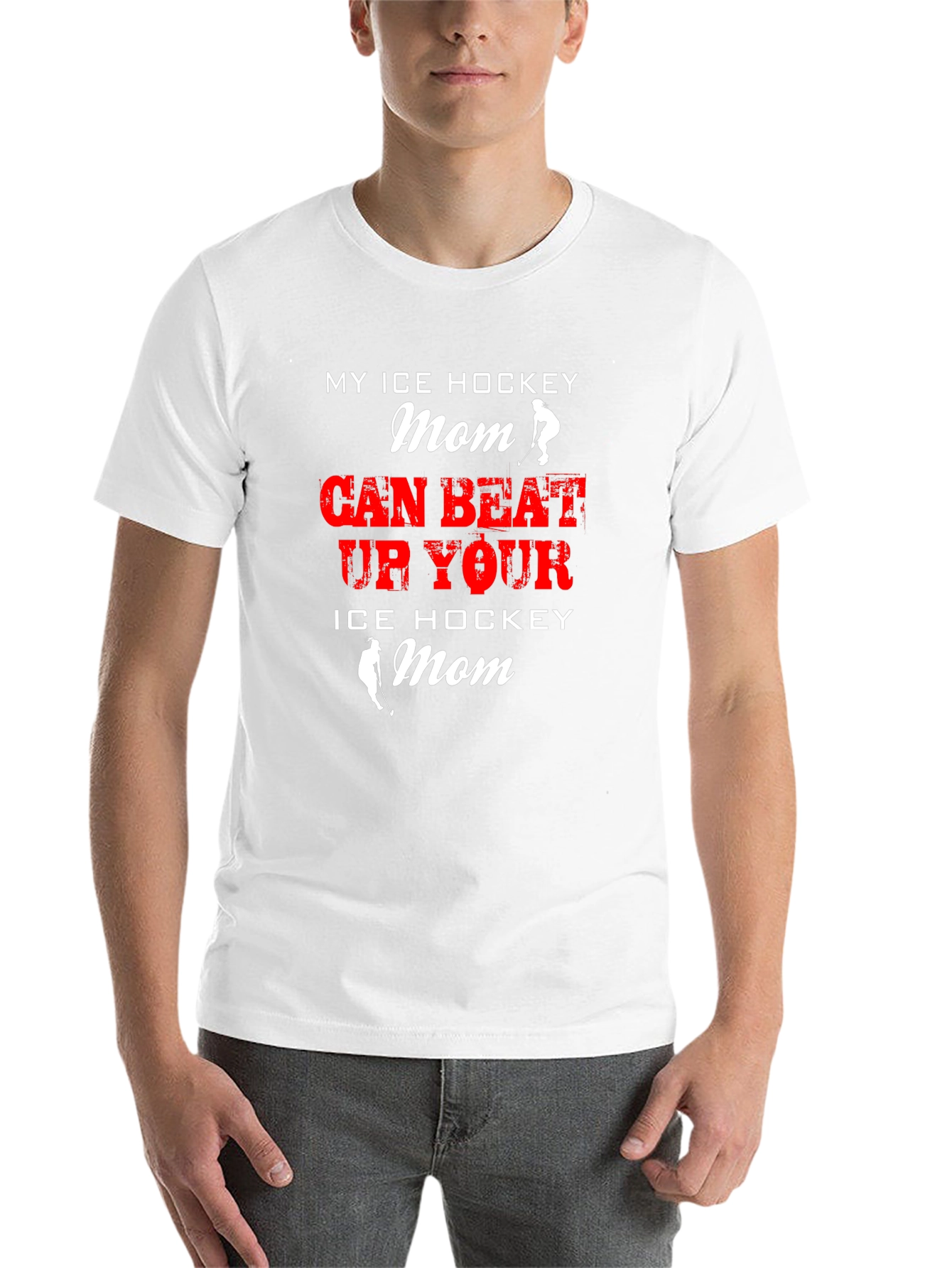 Black My Ice Hockey Mom Can Beat Up Your Mom Black T-Shirt view 14
