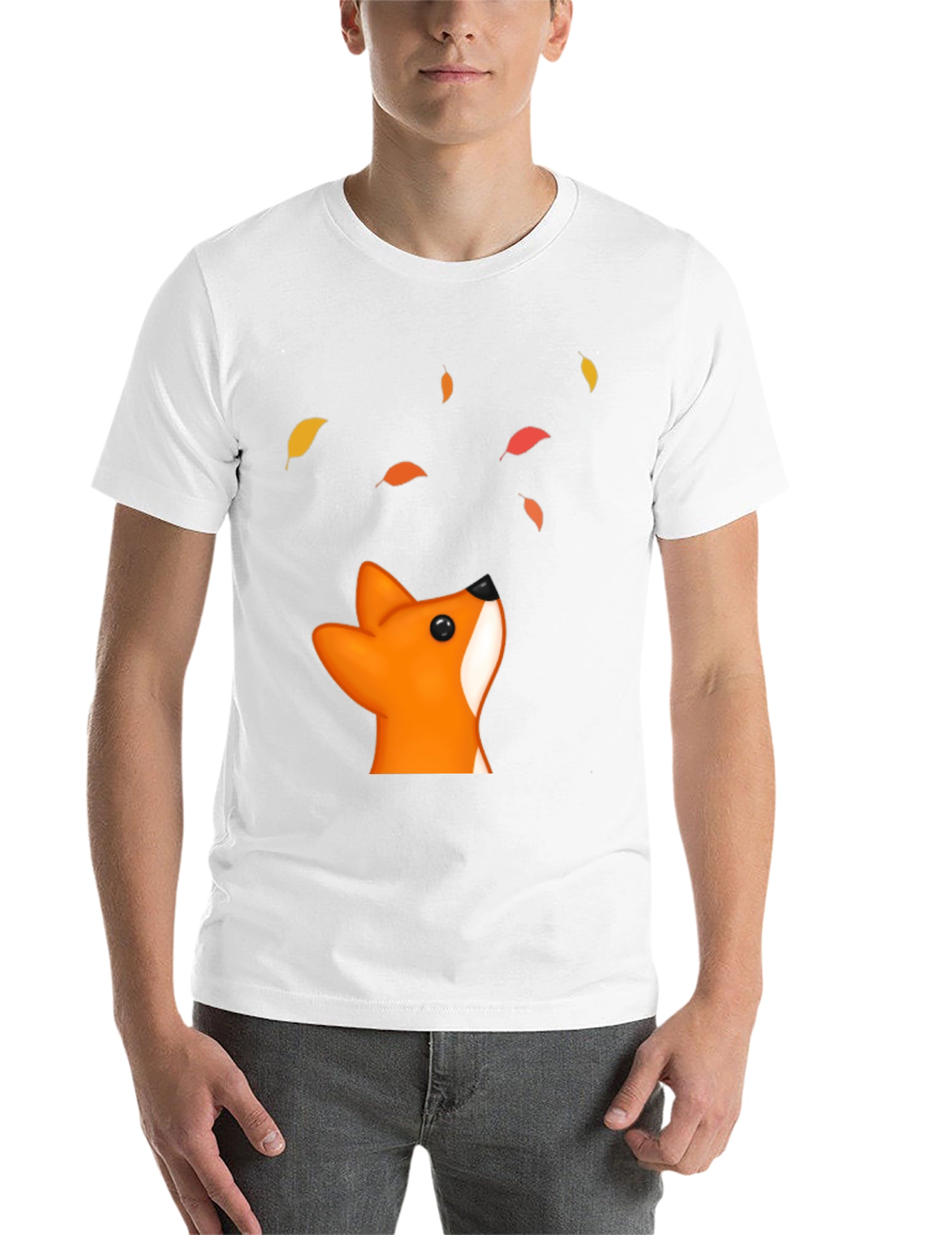 Black Fox & Falling Leaves Graphic T-Shirt - Black view 14