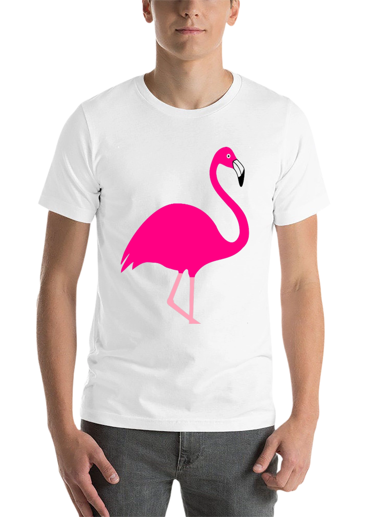 Black Fun Flamingo Graphic Tee - Black Cotton T-Shirt view 14