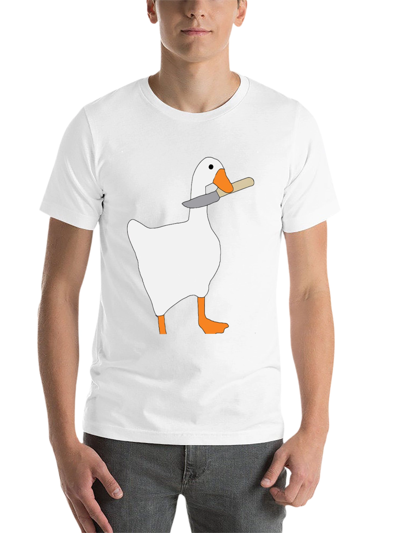 Black Goose With Knife T-Shirt - Funny Graphic Tee view 14