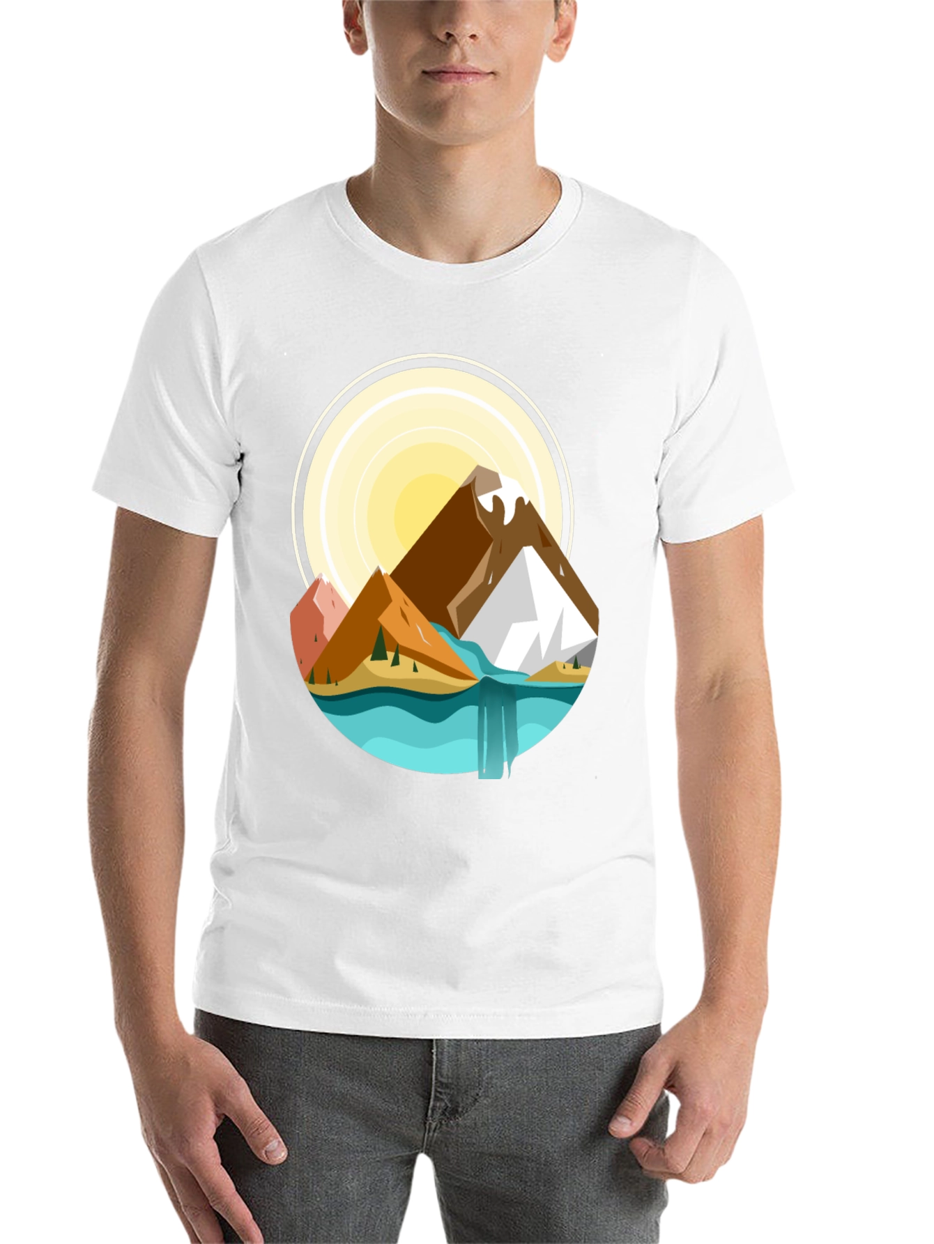 Mountain Scene Graphic T-Shirt - Nature Adventure Tee - 14