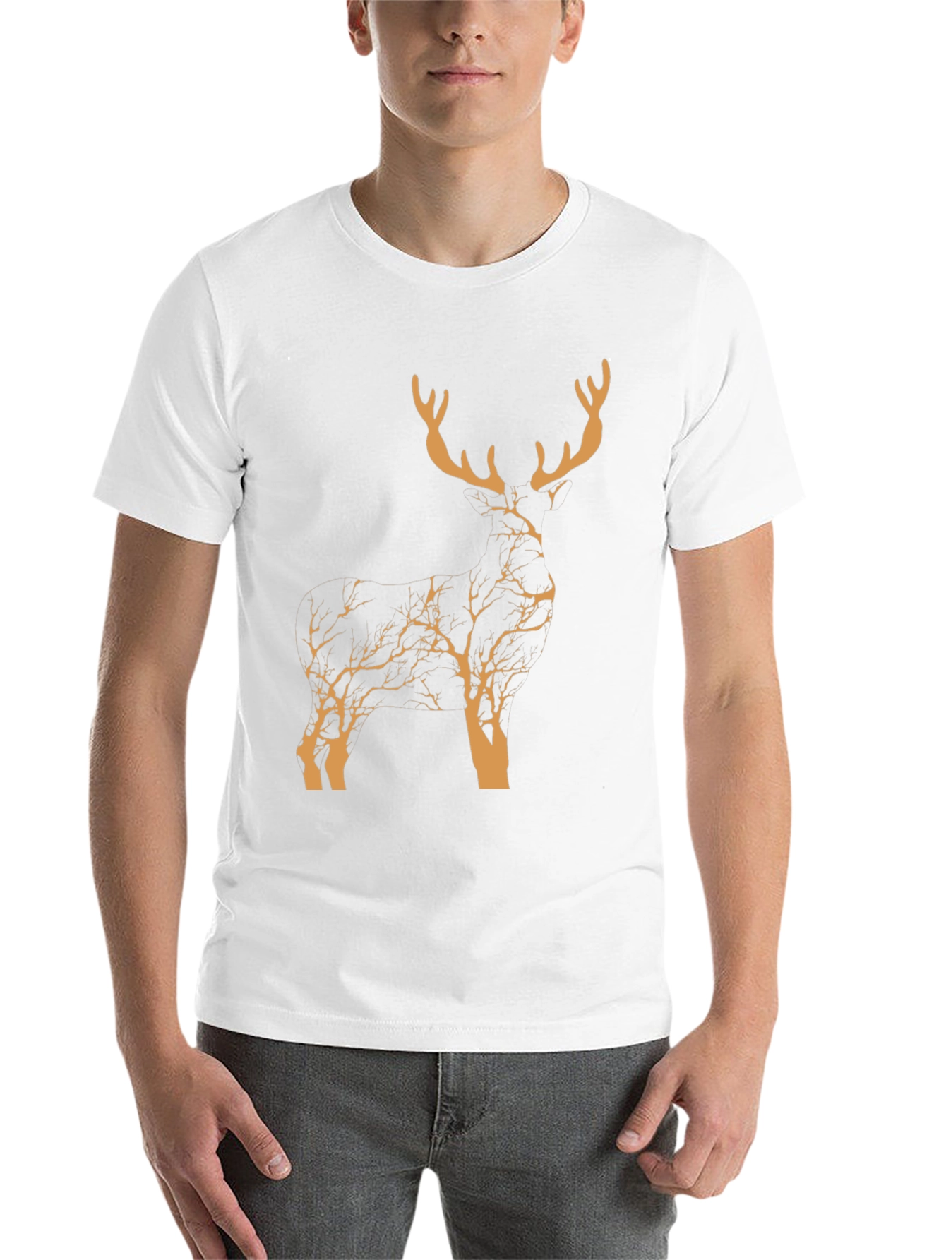 Black Stylish Deer Silhouette Graphic T-Shirt - Nature Inspired Design view 14