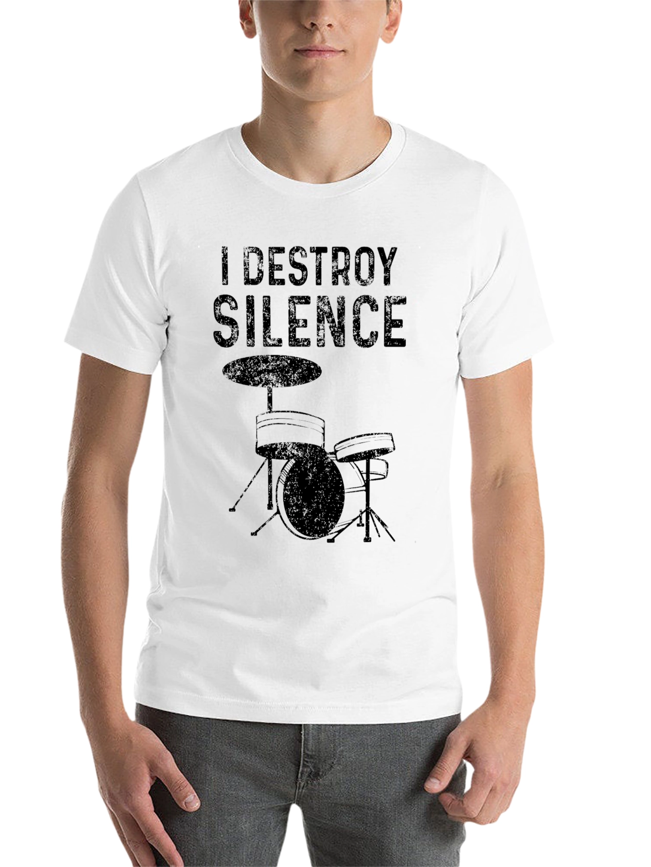 Black I Destroy Silence Drum Kit T-Shirt view 14