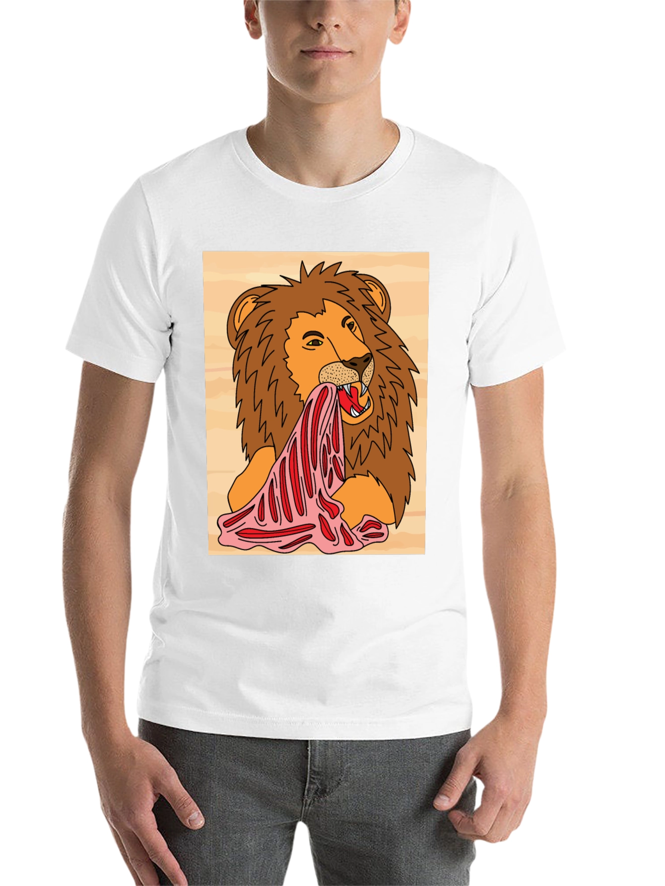 Black Lion Eating Meat Graphic Tee - Black view 14