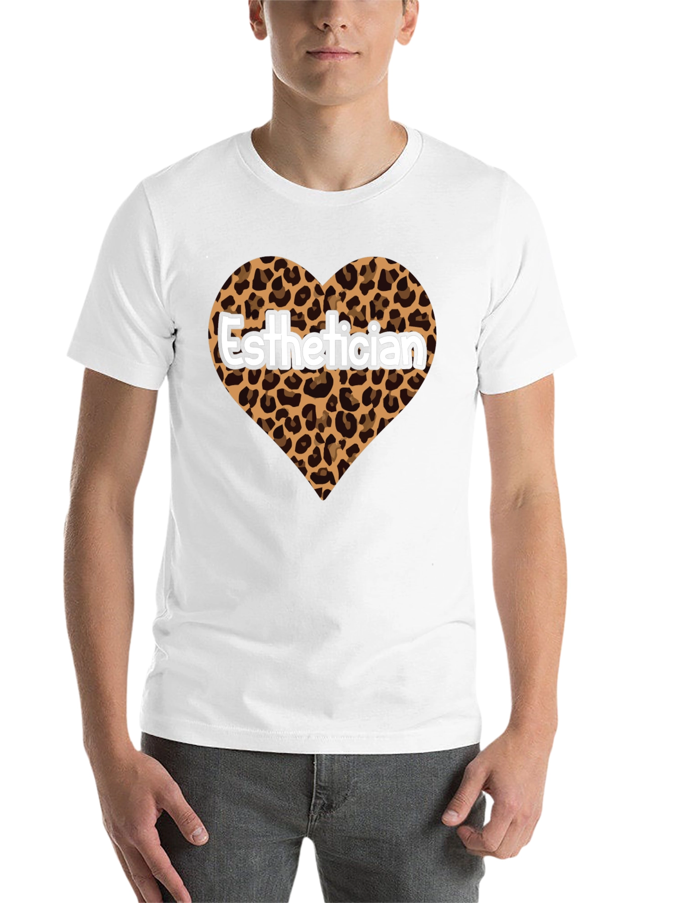 Black Esthetician Leopard Heart Graphic Tee view 14