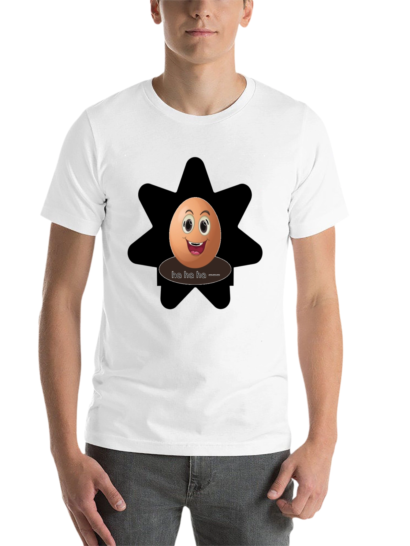 Black Funny Egg Graphic Tee - Black Cotton T-Shirt view 14