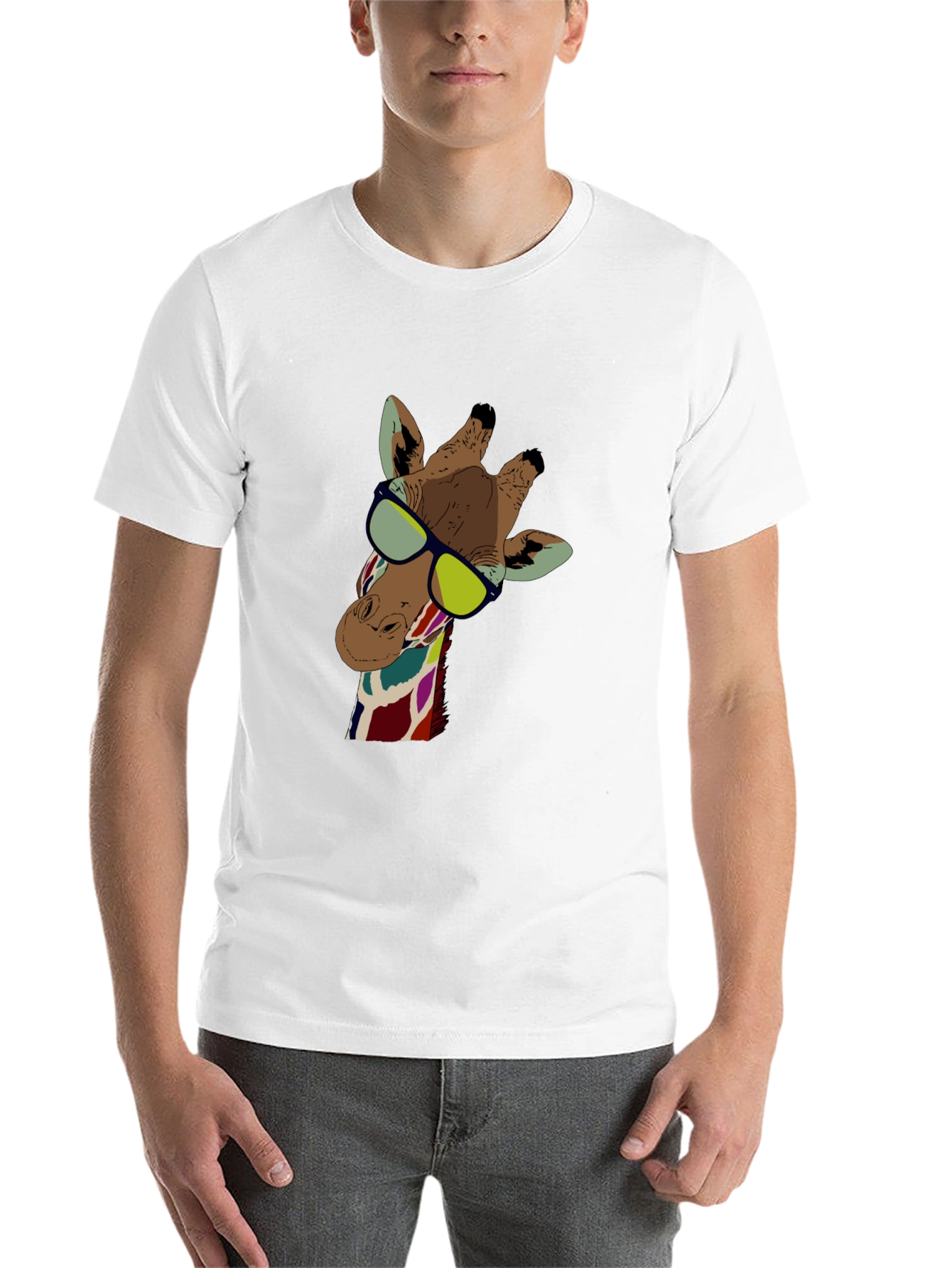 Black Cool Giraffe Graphic Tee - Unisex Black T-Shirt view 14