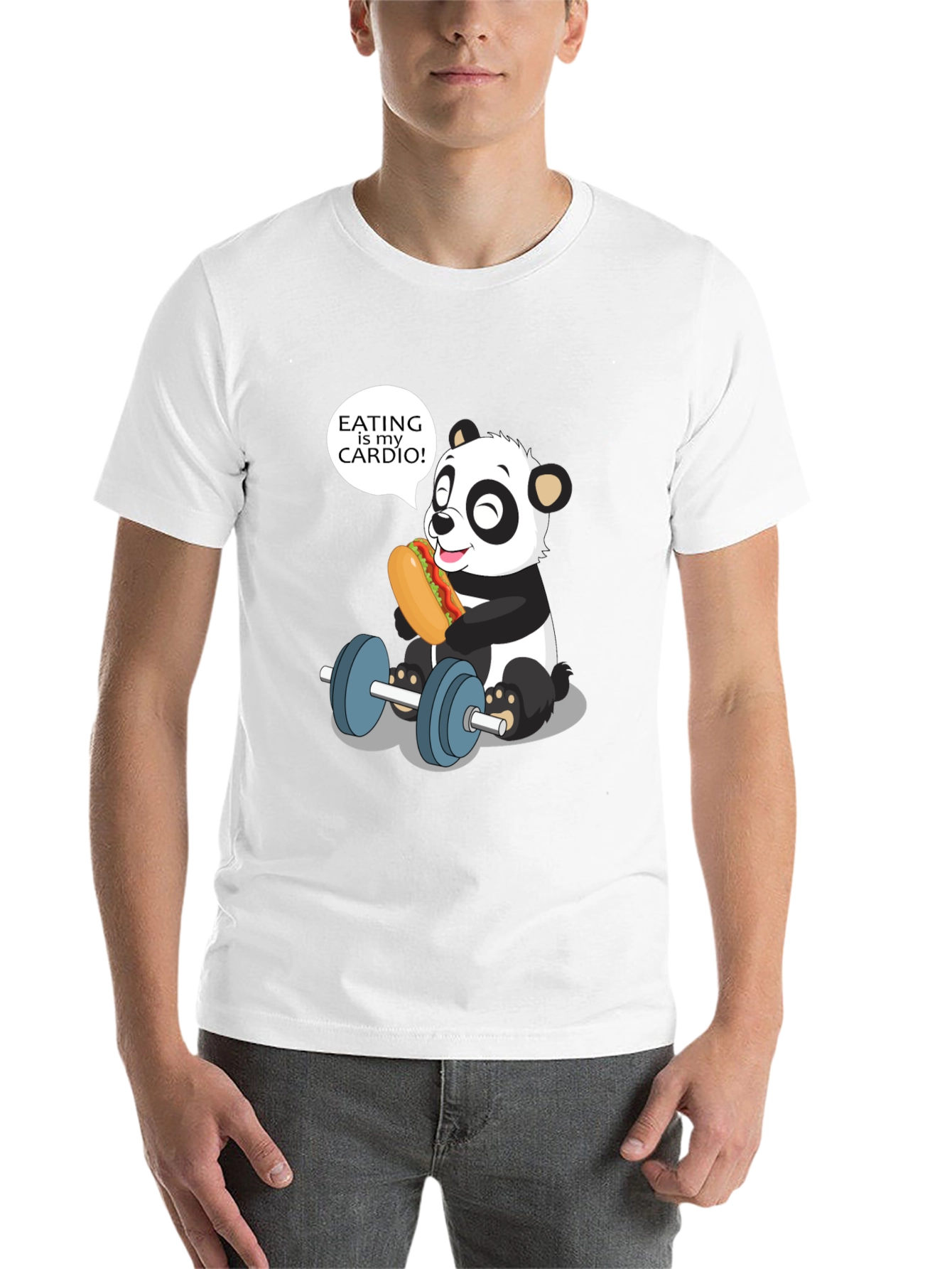 Black Funny Panda Eating is My Cardio T-Shirt view 14