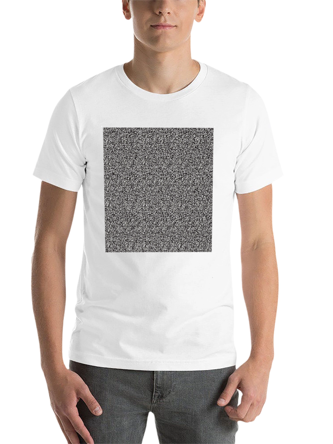 Black Static Noise Pattern Tee - Classic Fit Black T-Shirt view 14