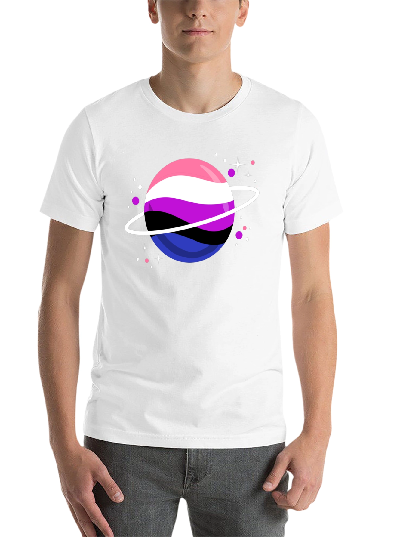 Black Genderqueer Pride Planet T-Shirt view 14