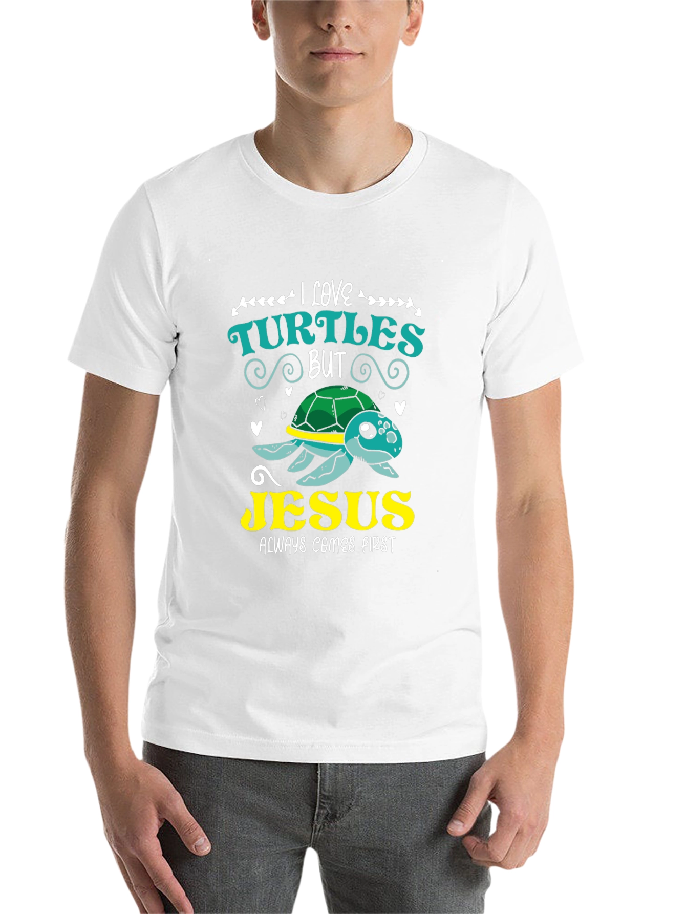 Black I Love Turtles But Jesus T-Shirt view 14