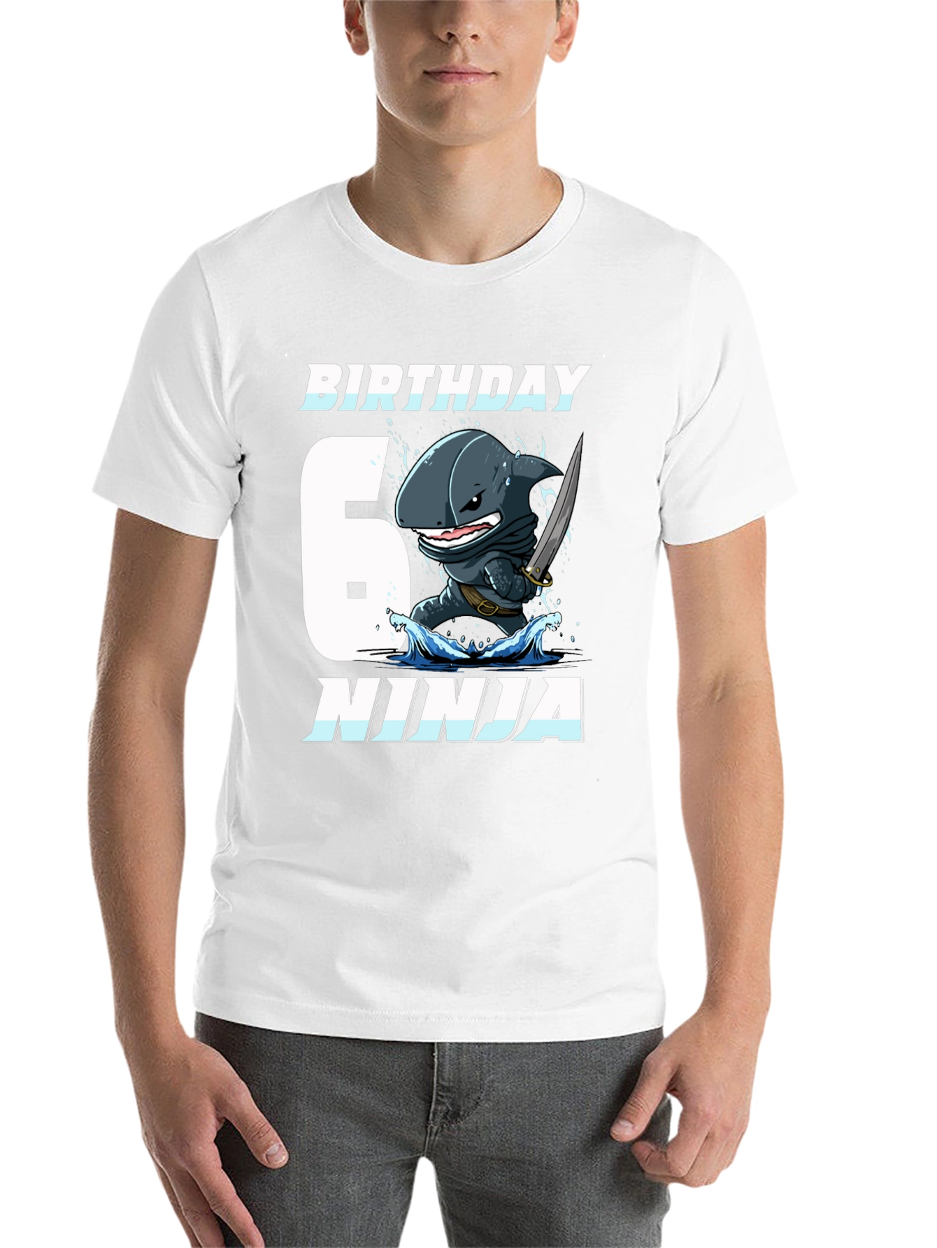 Black Birthday Shark Ninja Black T-Shirt view 14