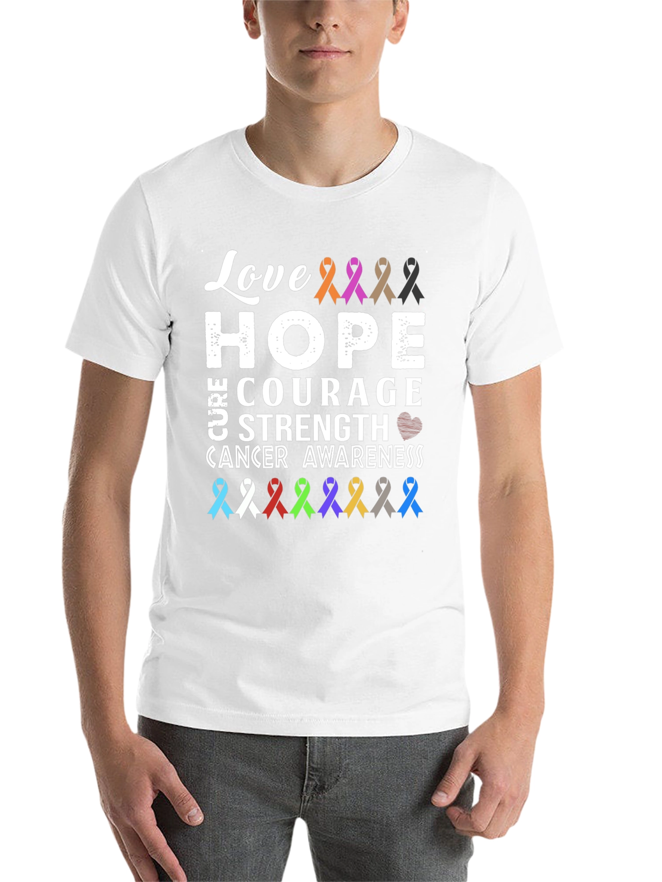 Black Love, Hope, Cure Cancer Awareness T-Shirt view 14