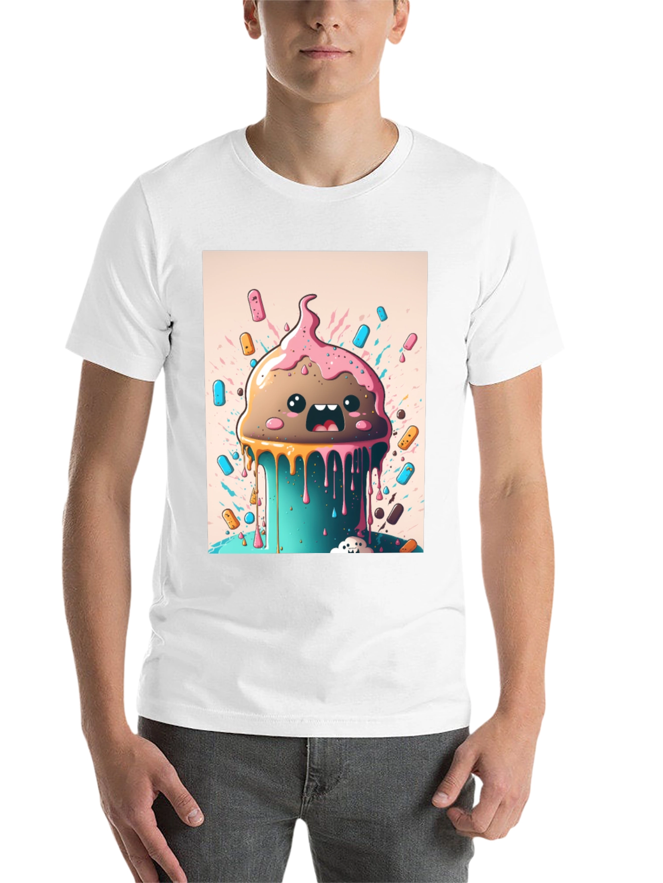 Black Kawaii Melting Ice Cream Graphic Tee view 14