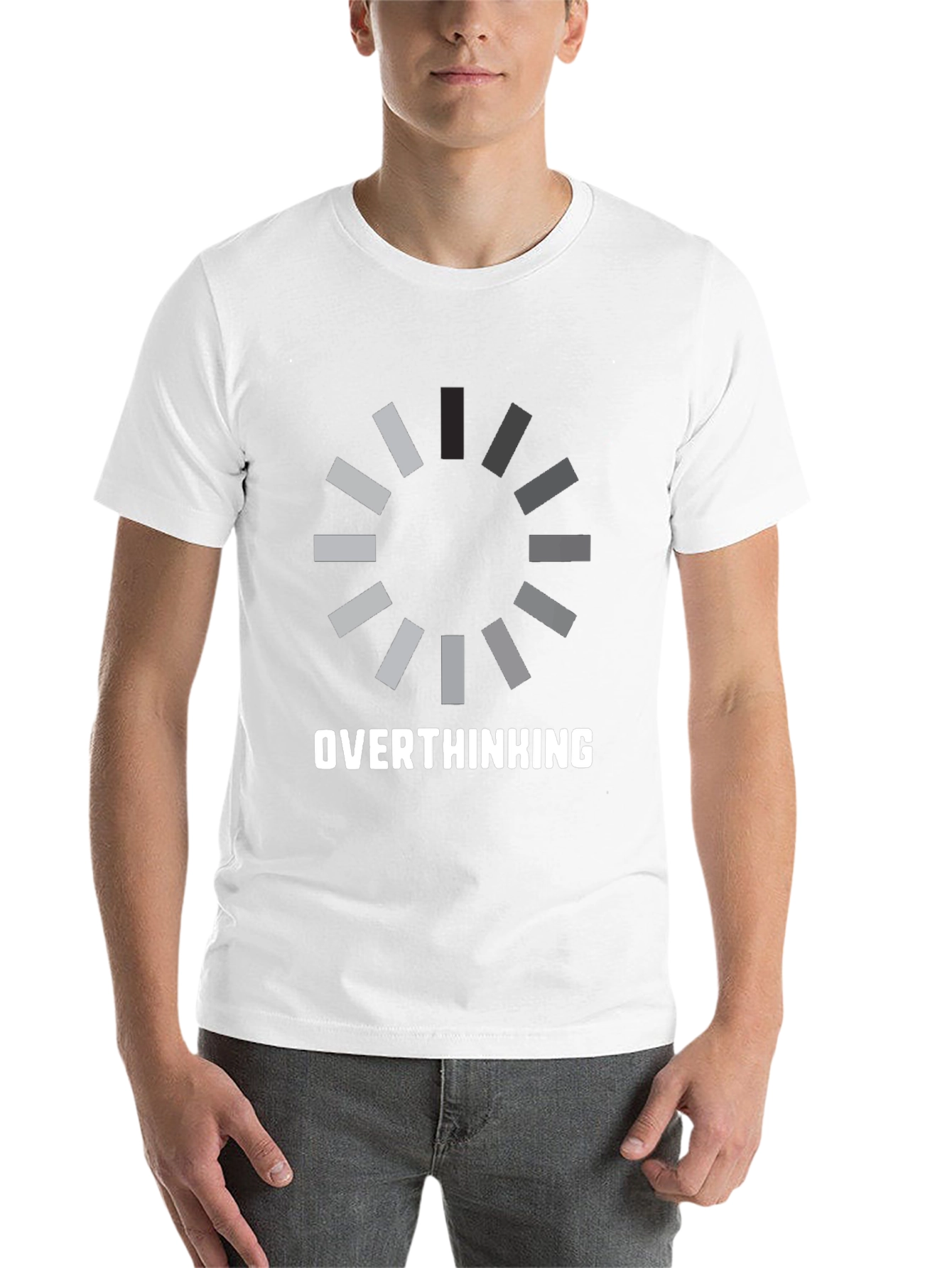Black Overthinking Loading Funny Black T-Shirt view 14