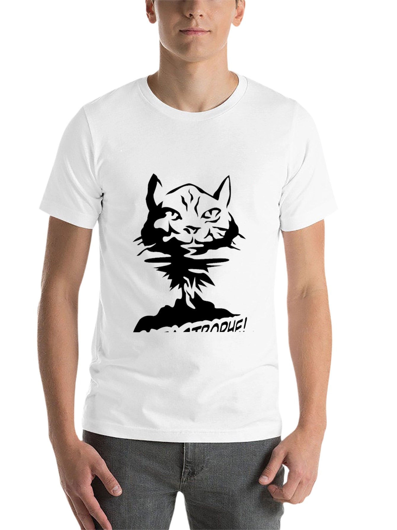 Black Cat-astrophe! Black Graphic Tee view 14