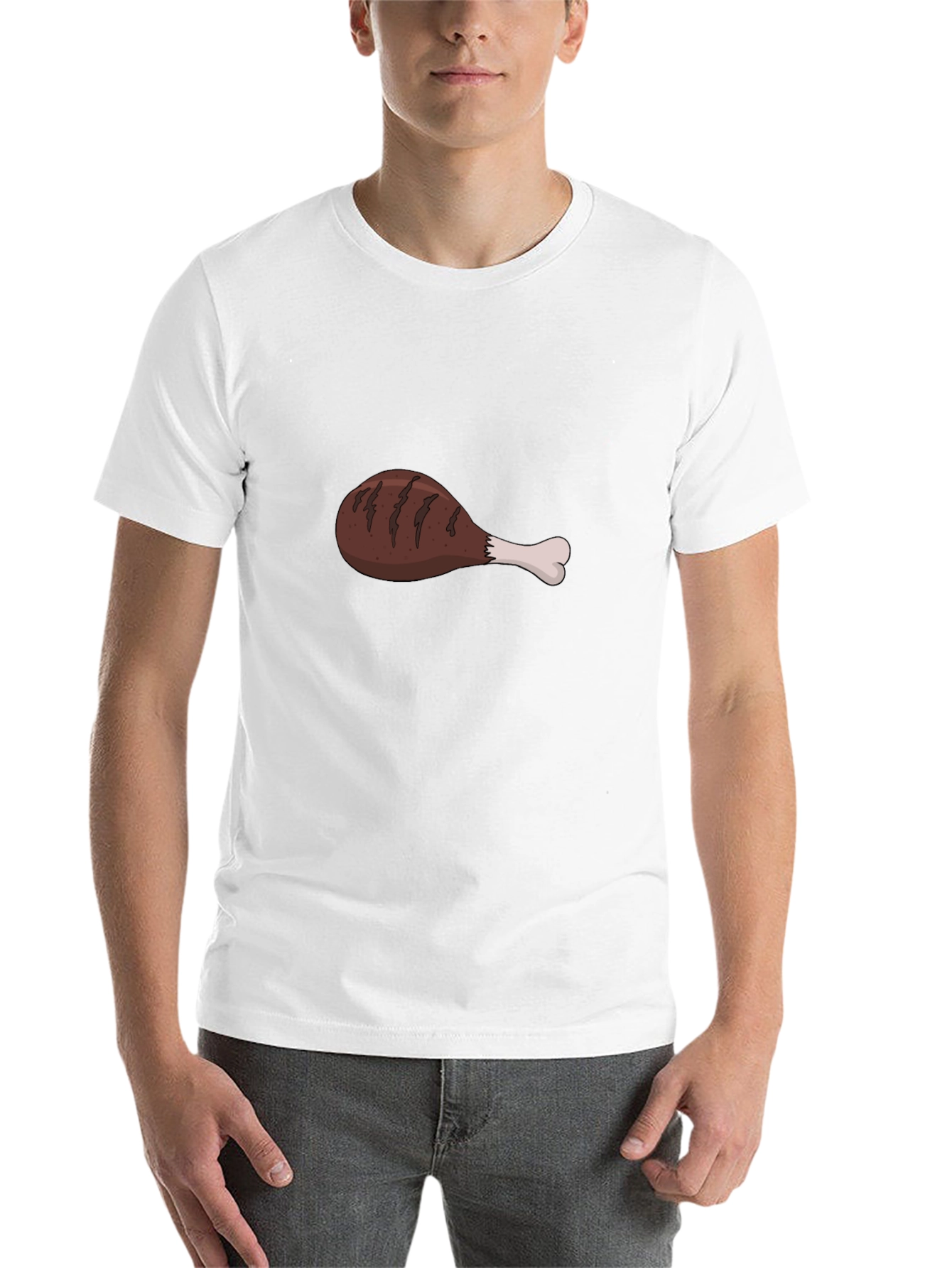 Black Funny Chicken Leg Graphic Black T-Shirt view 14