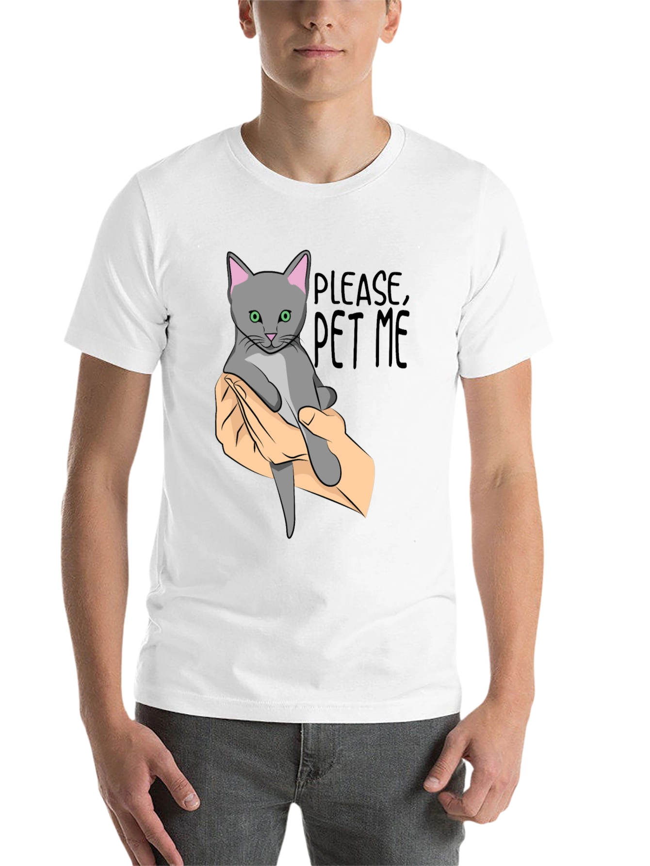 Black Please Pet Me Cat Graphic T-Shirt view 14