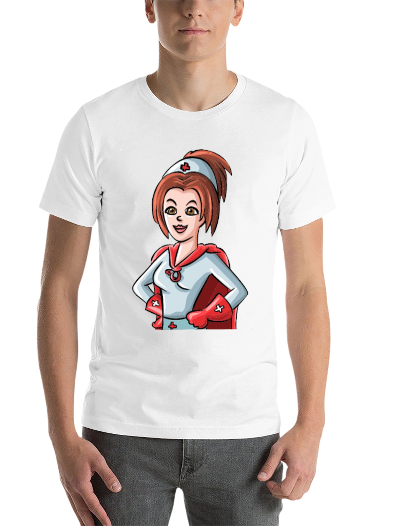 Black Nurse Superhero T-Shirt - Black Cotton Tee view 14