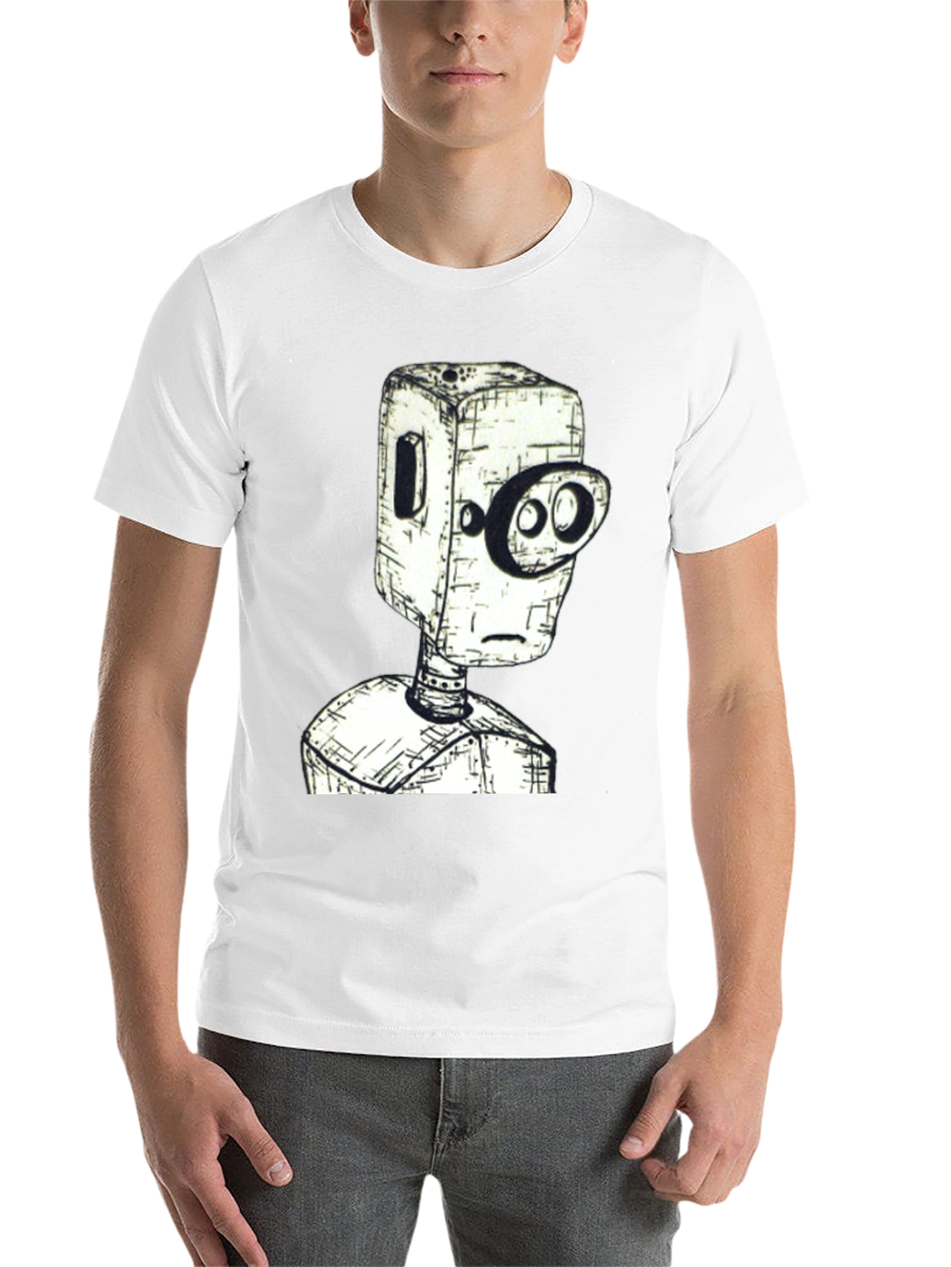 Black Robot Head Graphic Tee - Unique Design, Black Shirt view 14