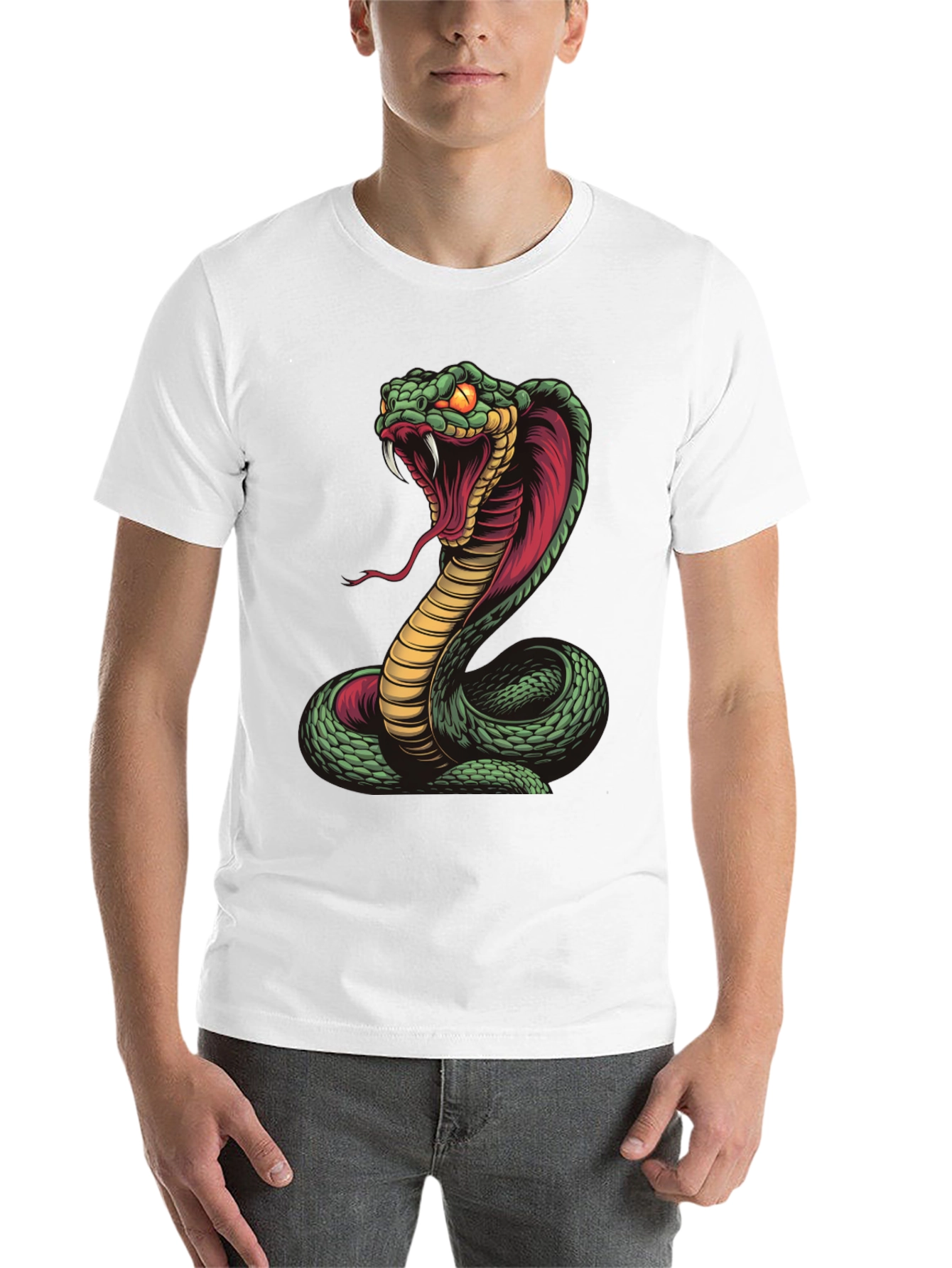 Black Cobra Snake Graphic Tee - Fierce Serpent Design view 14
