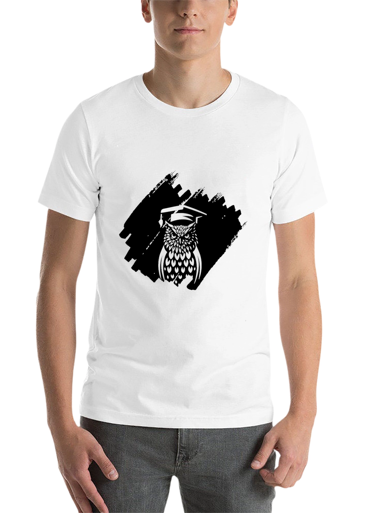 Black Men's Black Owl Graphic Print T-Shirt view 14