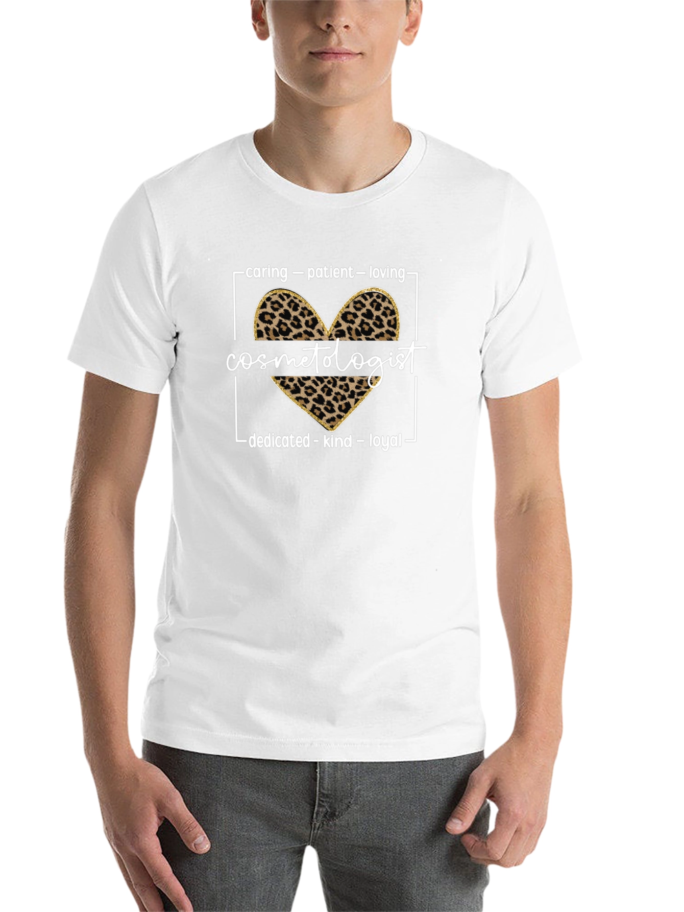 Black Cosmetologist Leopard Heart Graphic Tee view 14