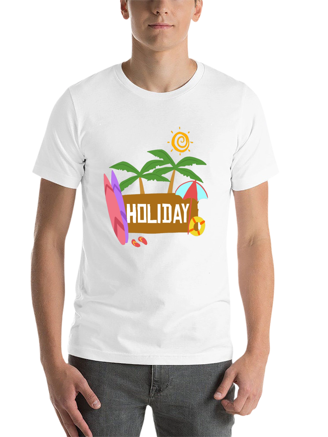 Black Holiday Beach T-Shirt - Black Cotton Tee view 14