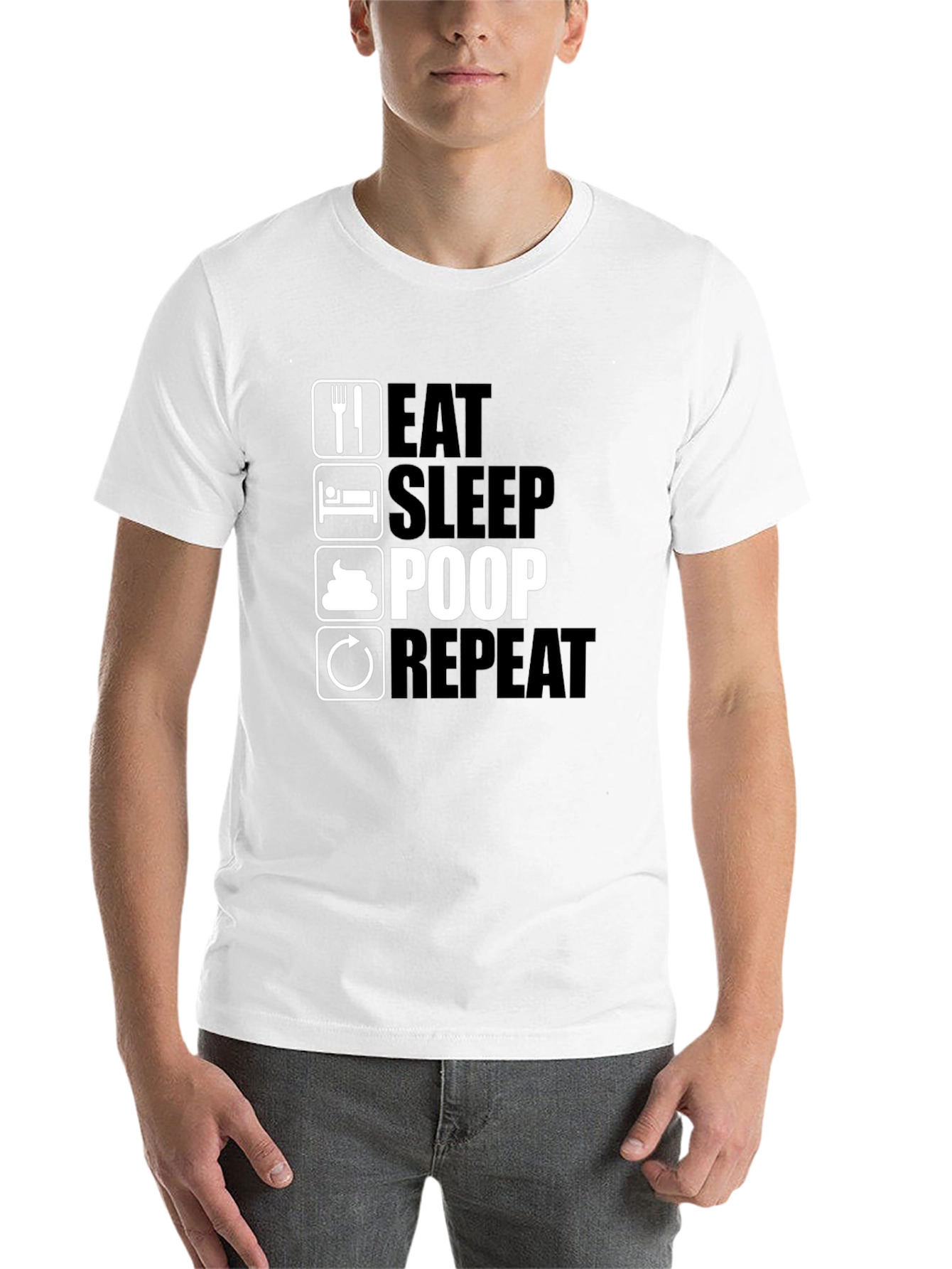 Black Eat Sleep Poop Repeat Black T-Shirt view 14